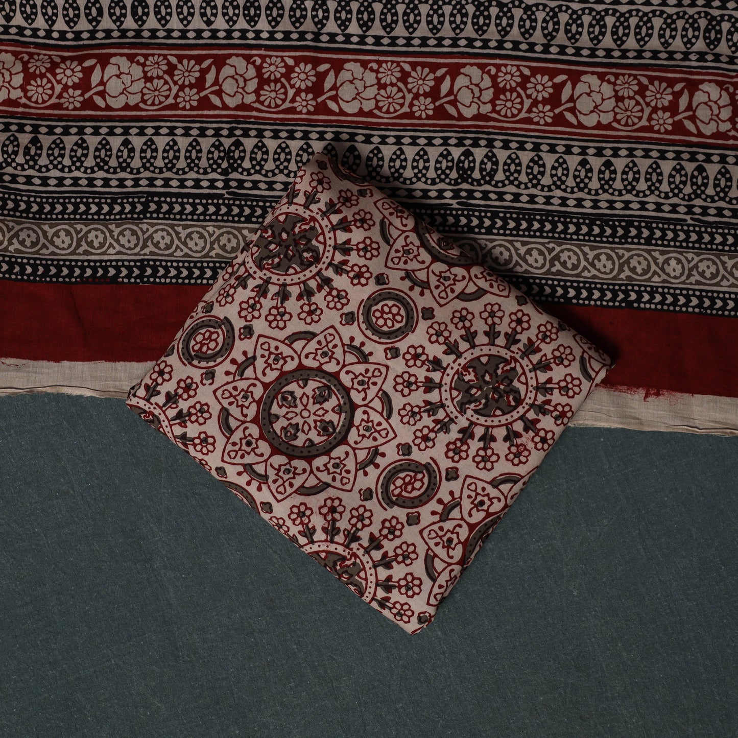 Bagh Hand Block Print Cotton 3pc Unstitched Dress Material Suit Set 09