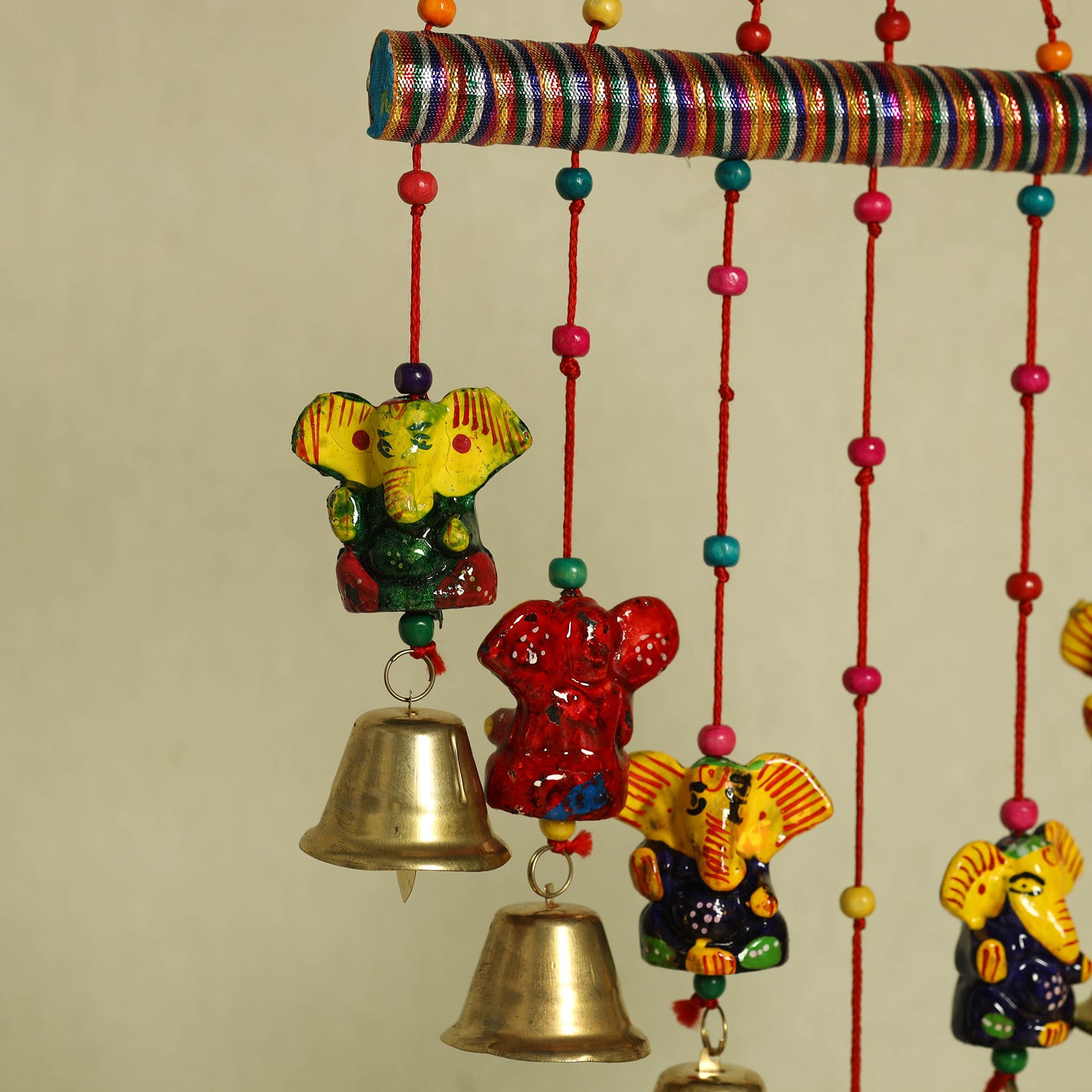 Ganesha - Handpainted Wooden Decorative Bell Hanging 21