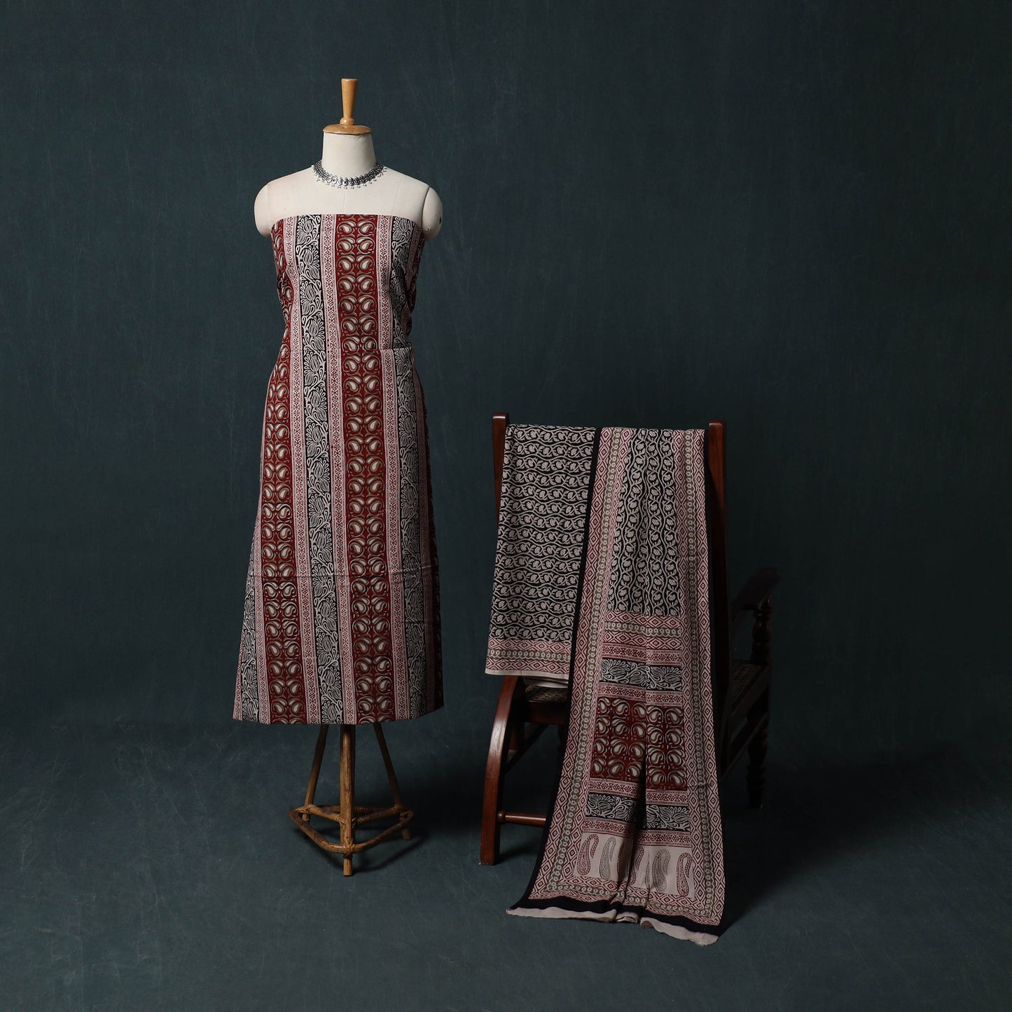 Bagh Hand Block Print Cotton 3pc Unstitched Dress Material Suit Set 13
