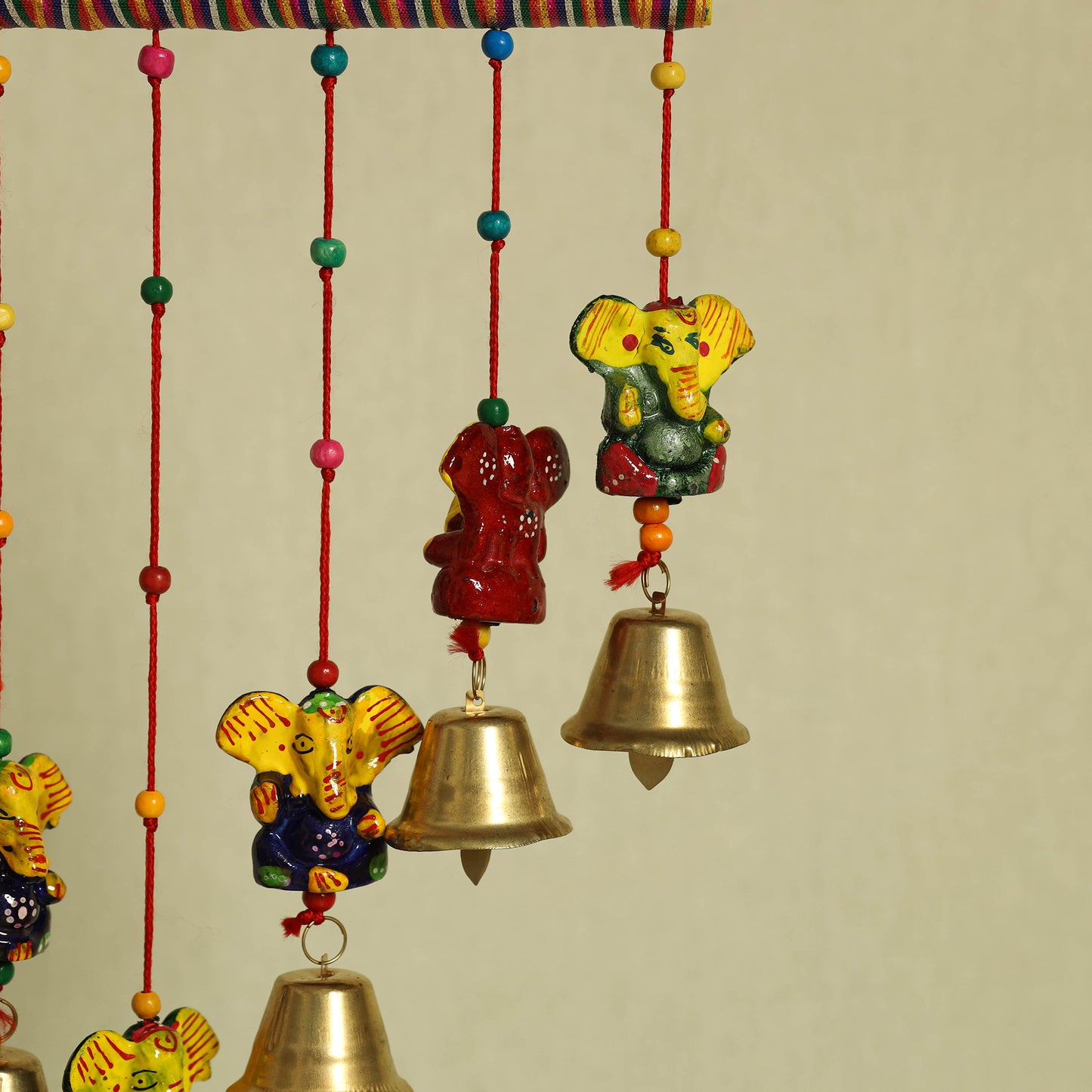Ganesha - Handpainted Wooden Decorative Bell Hanging 21