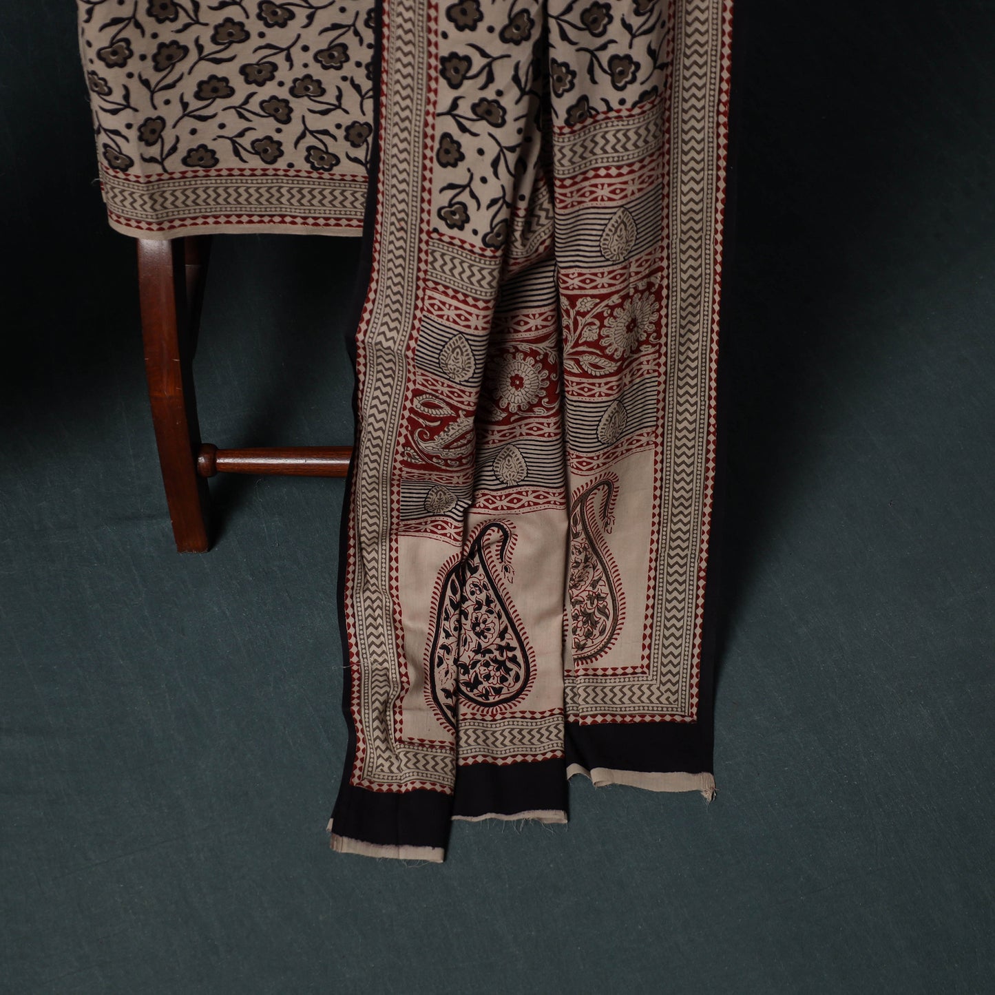 Bagh Hand Block Print Cotton 3pc Unstitched Dress Material Suit Set 14