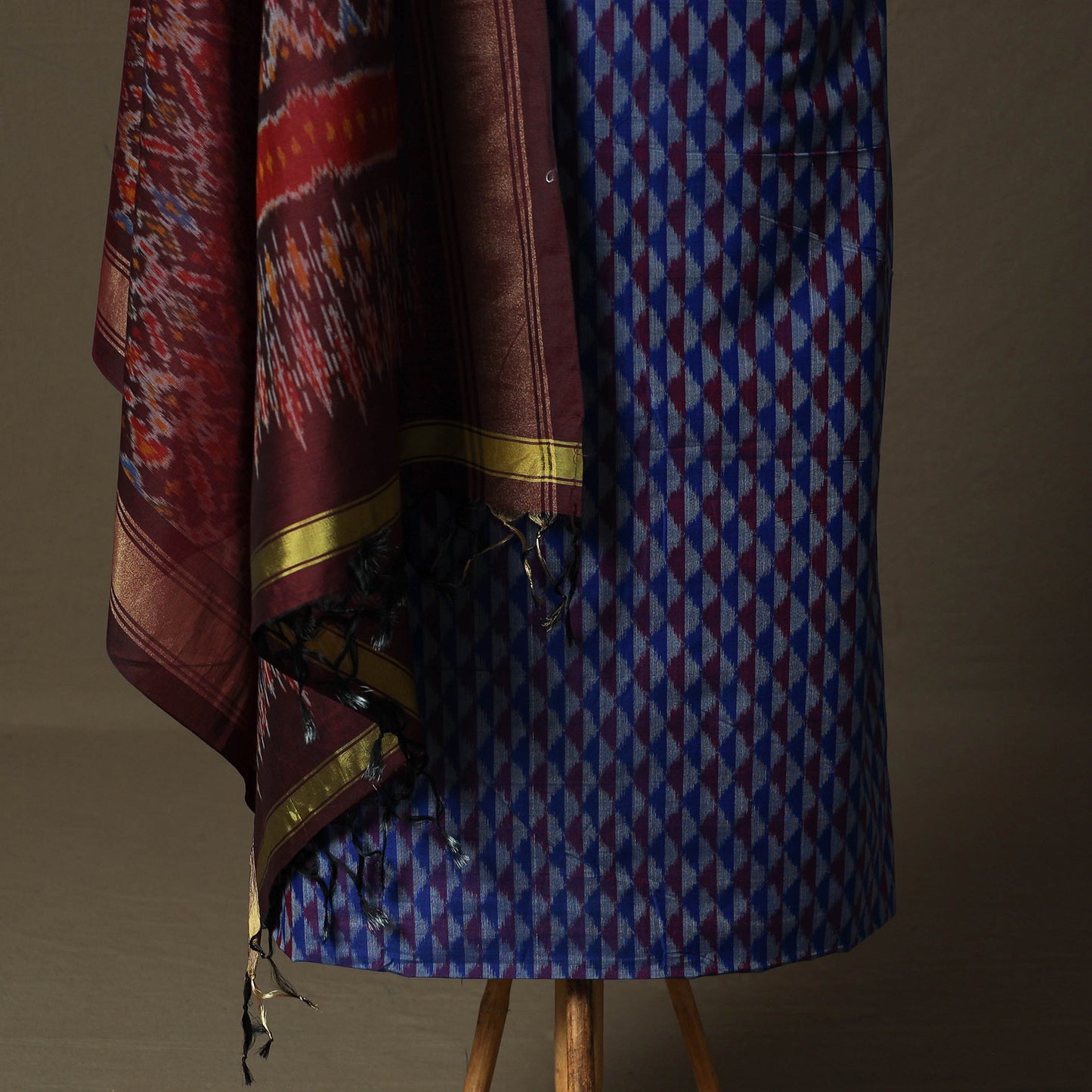 Handloom Sico Pochampally Ikat 2pc Unstitched Dress Material Kurta Set 15