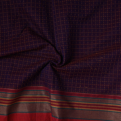 Purple - Kanchipuram Silk Cotton Precut Fabric (1.65 Meter)