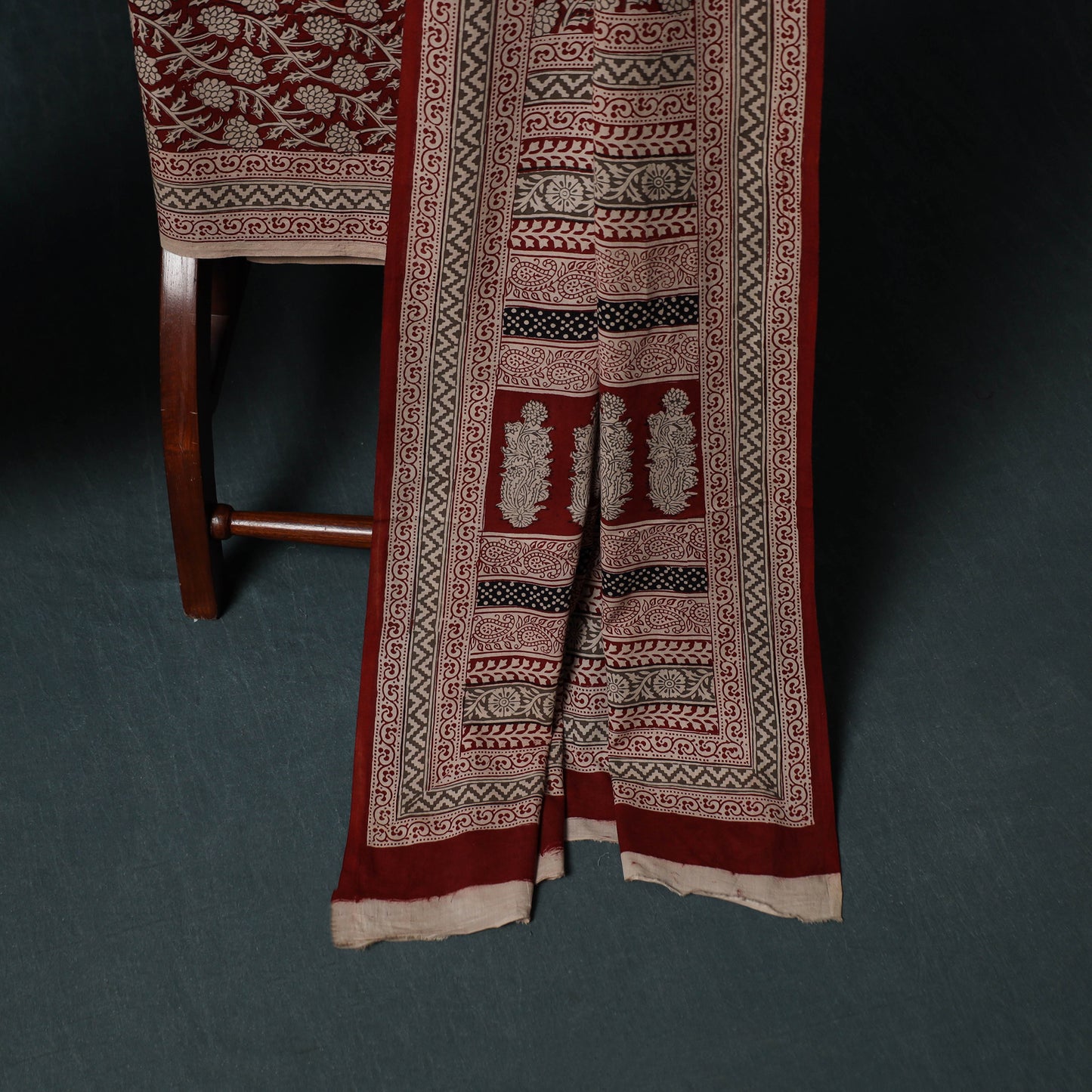 Bagh Hand Block Print Cotton 3pc Unstitched Dress Material Suit Set 16