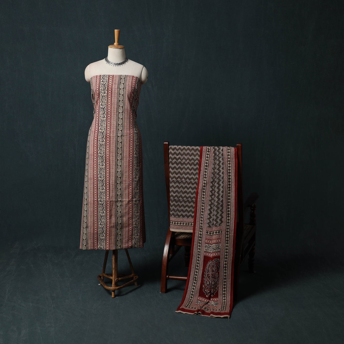 Bagh Hand Block Print Cotton 3pc Unstitched Dress Material Suit Set 19