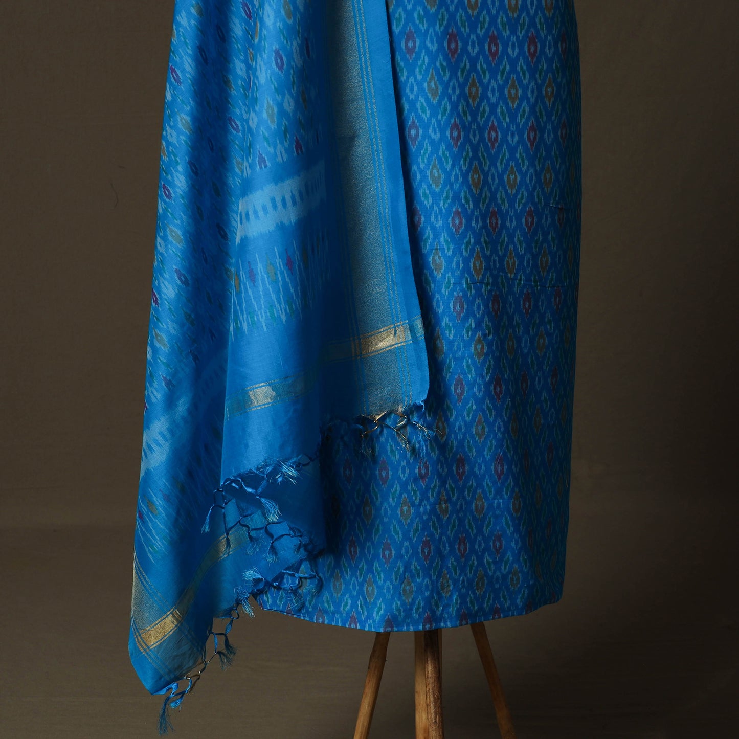 Handloom Sico Pochampally Ikat 2pc Unstitched Dress Material Kurta Set 18