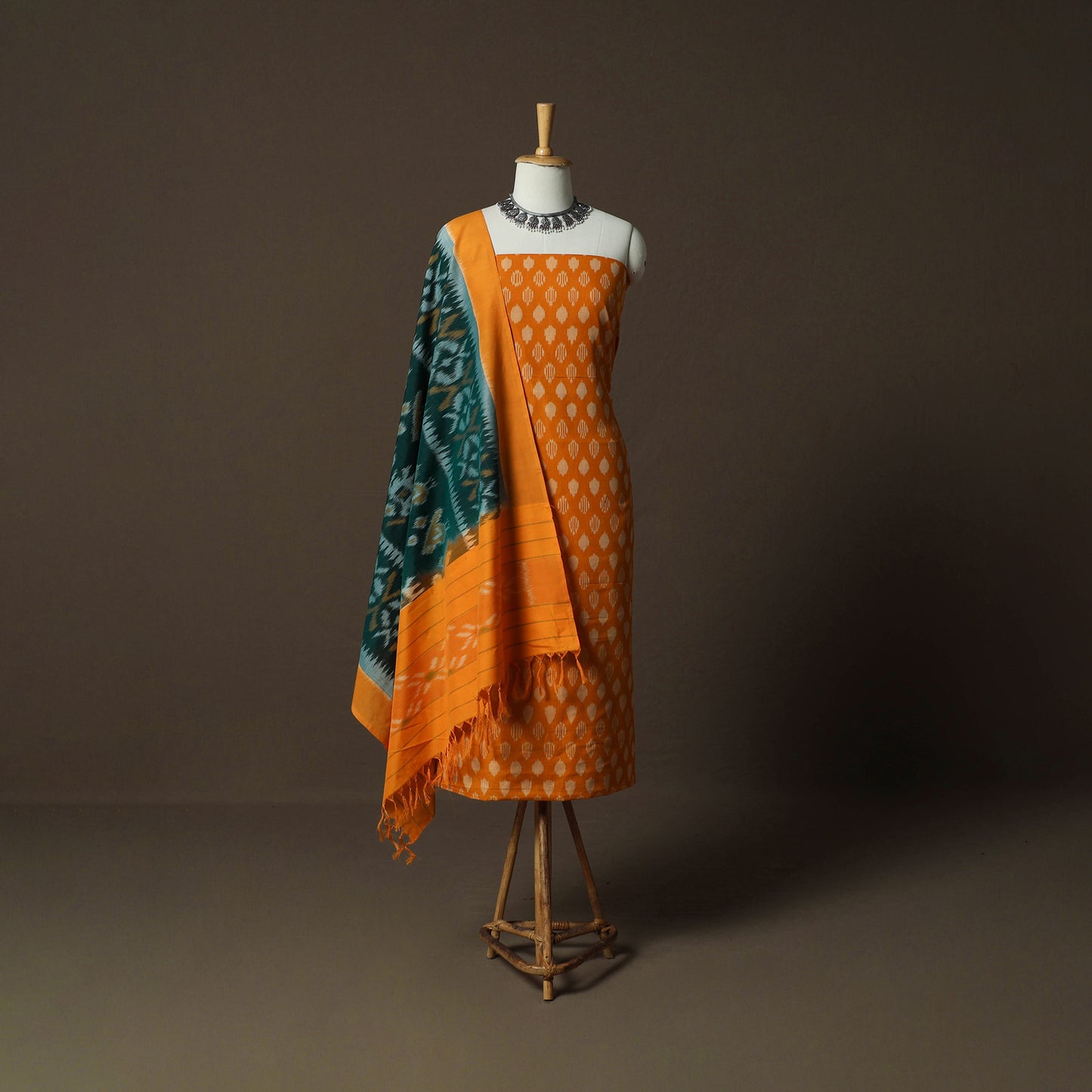 Handloom Cotton Pochampally Ikat 2pc Unstitched Dress Material Kurta Set 19