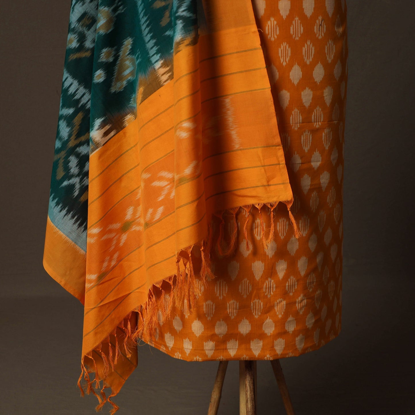 Handloom Cotton Pochampally Ikat 2pc Unstitched Dress Material Kurta Set 19