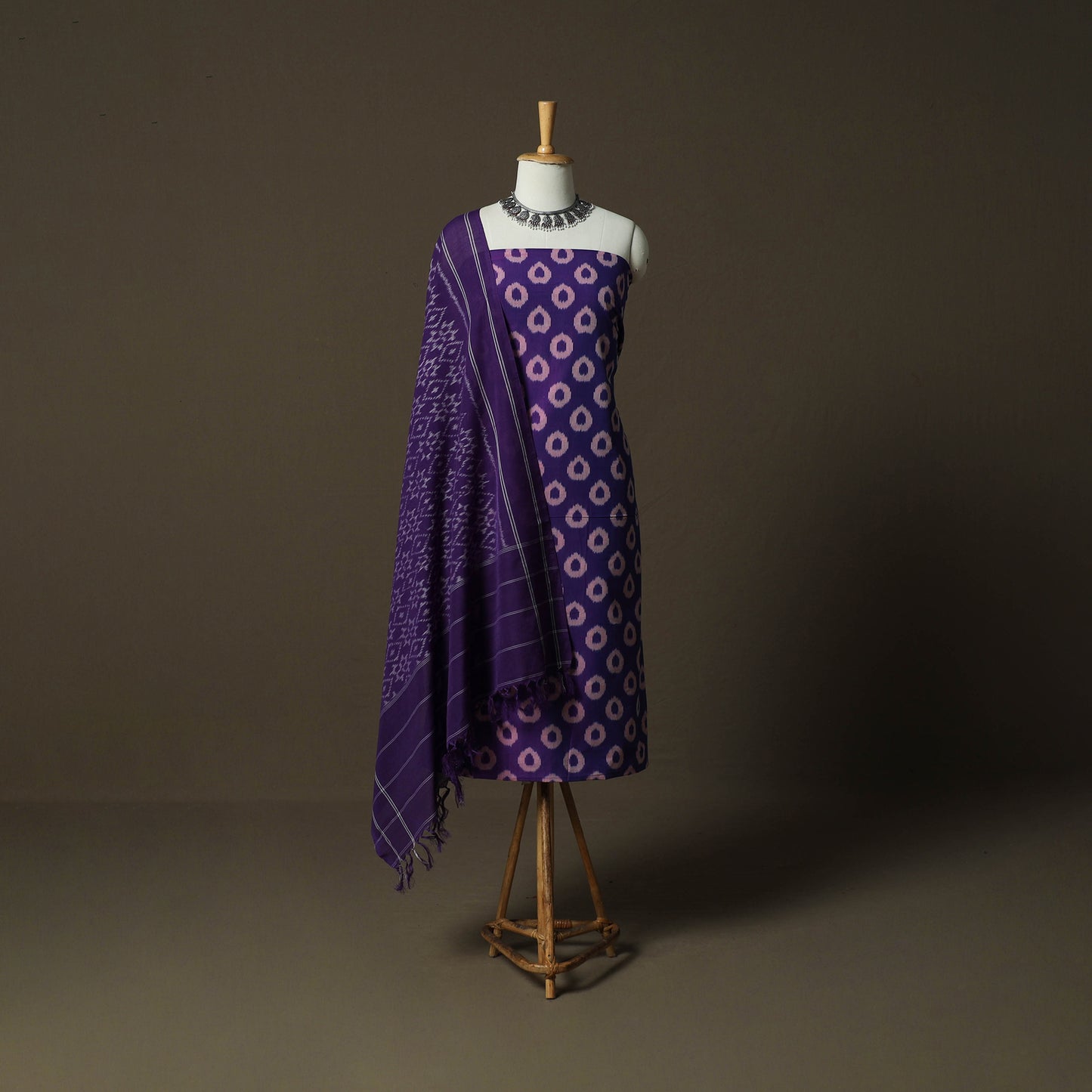 Handloom Cotton Pochampally Ikat 2pc Unstitched Dress Material Kurta Set 20