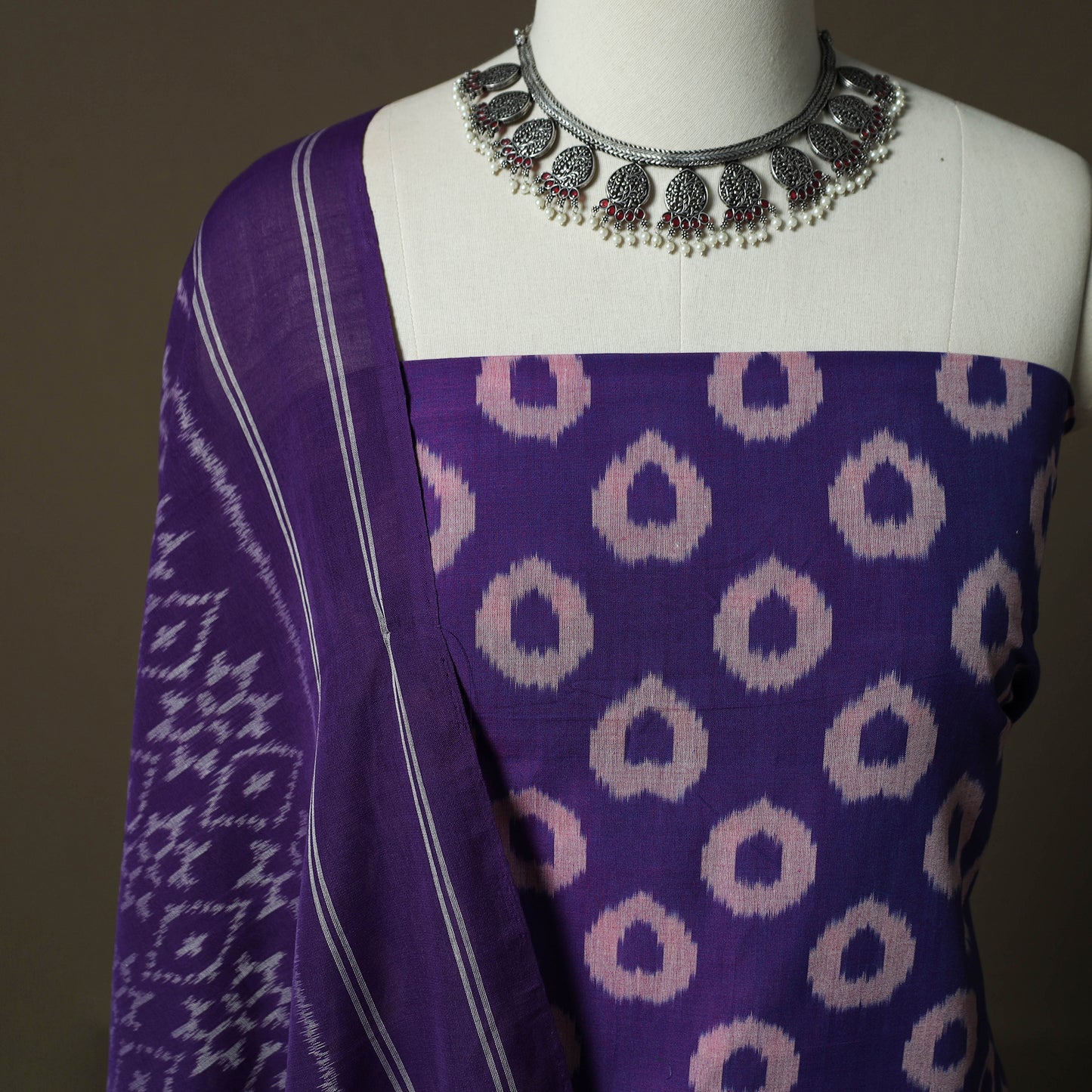 Handloom Cotton Pochampally Ikat 2pc Unstitched Dress Material Kurta Set 20