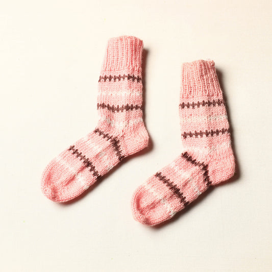 Peach -Kumaun Hand Knitted Woolen Socks (Kids)