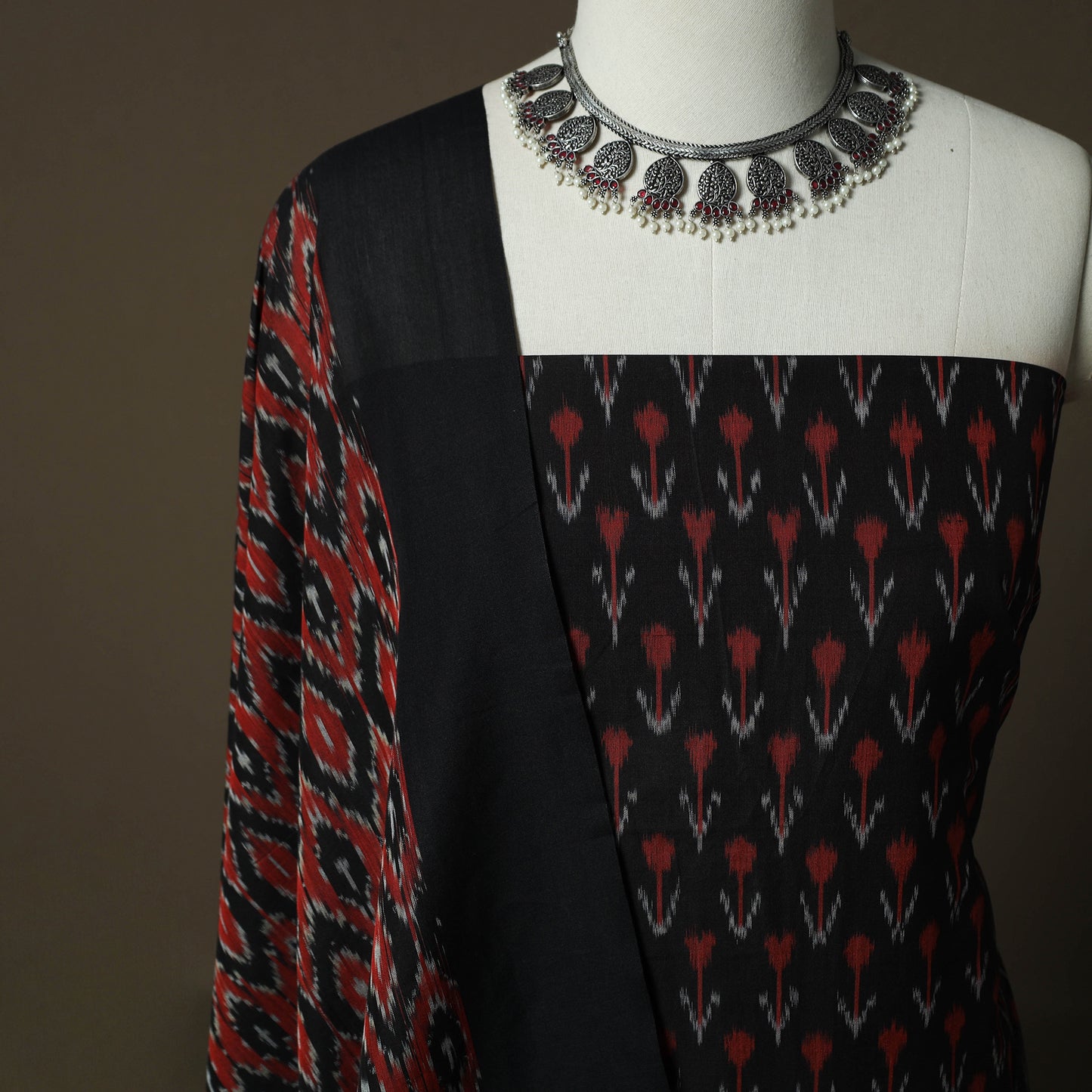 Handloom Cotton Pochampally Ikat 2pc Unstitched Dress Material Kurta Set 22