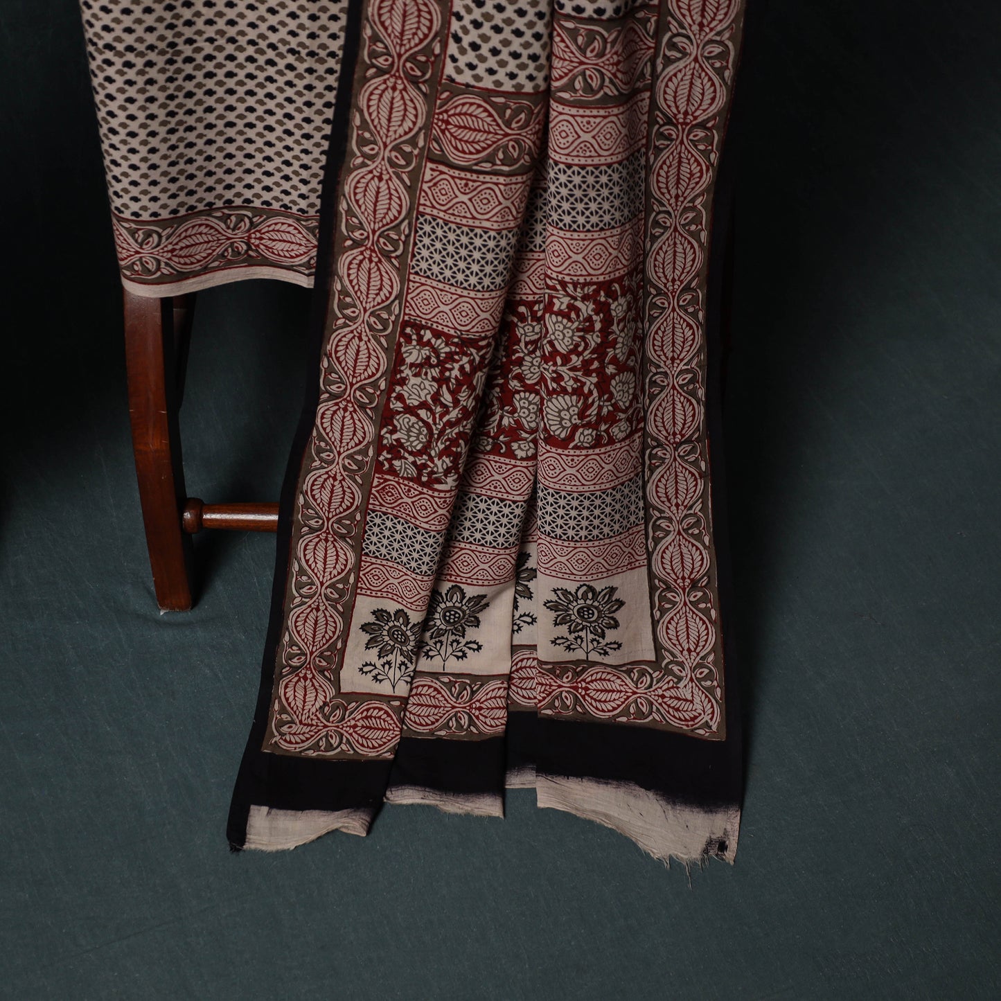 Bagh Hand Block Print Cotton 3pc Unstitched Dress Material Suit Set 22