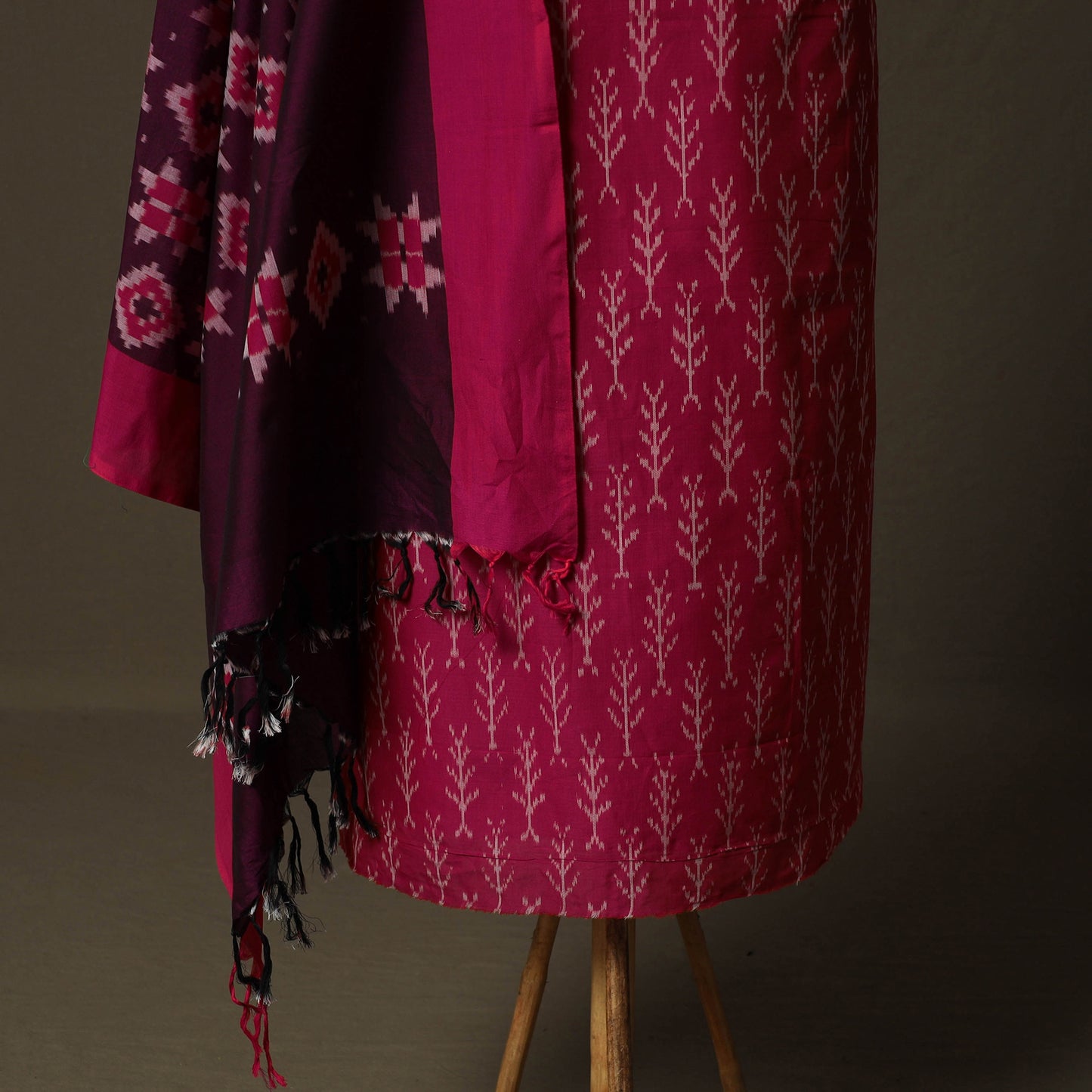 Handloom Cotton Pochampally Ikat 2pc Unstitched Dress Material Kurta Set 23