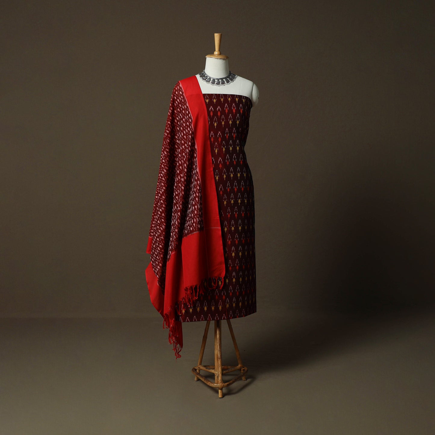 Handloom Cotton Pochampally Ikat 2pc Unstitched Dress Material Kurta Set 24