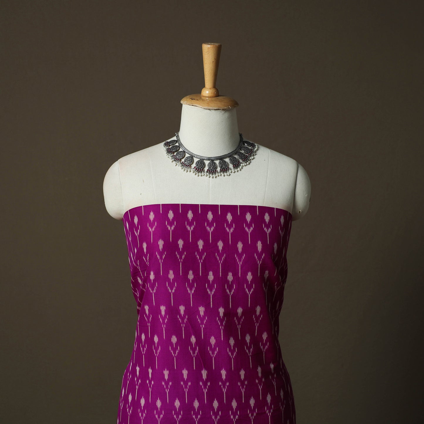Handloom Mercerised Cotton Pochampally Ikat 2pc Unstitched Dress Material Kurta Set 30