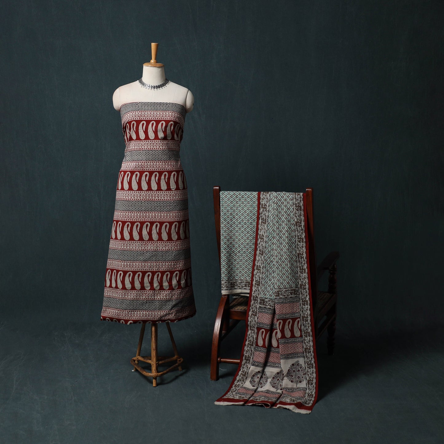 Bagh Hand Block Print Cotton 3pc Unstitched Dress Material Suit Set 31