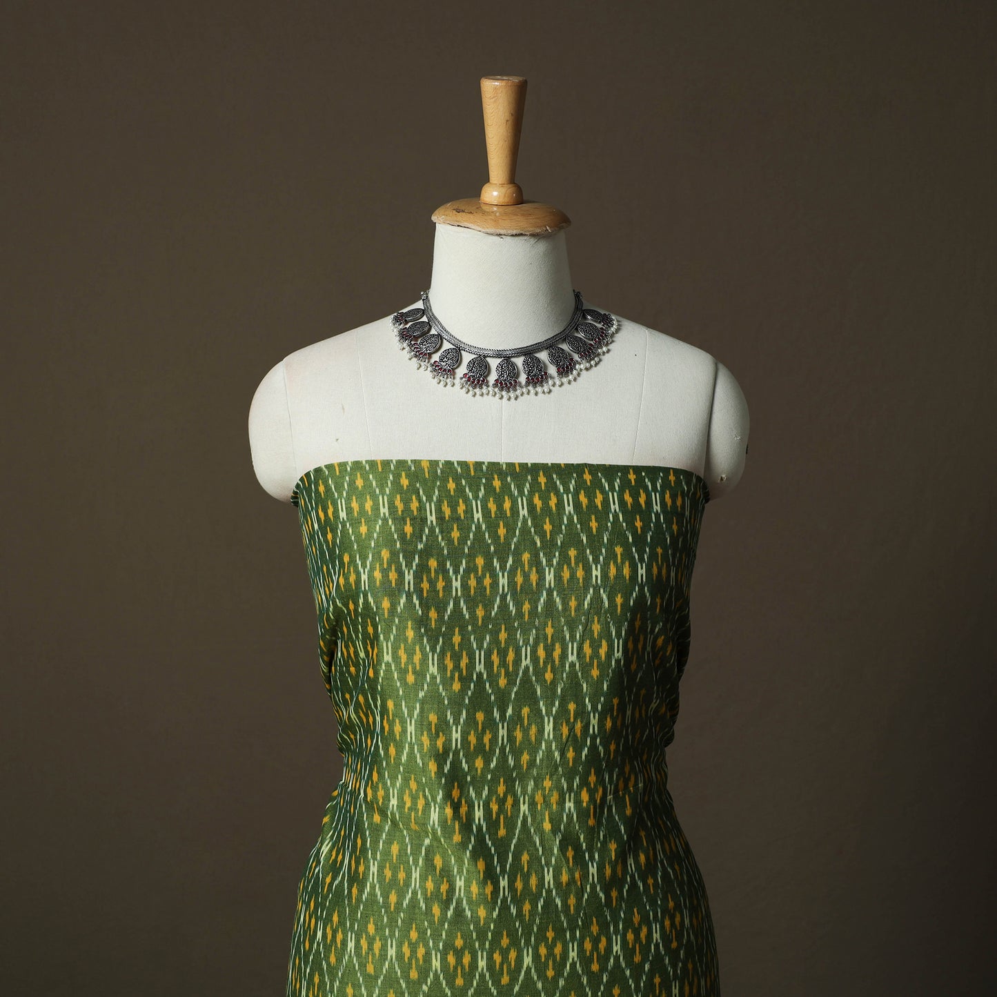 Handloom Mercerised Cotton Pochampally Ikat 2pc Unstitched Dress Material Kurta Set 32