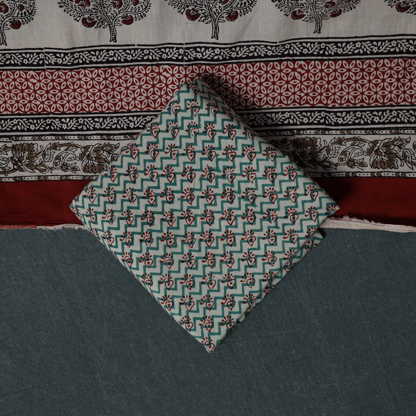 Bagh Hand Block Print Cotton 3pc Unstitched Dress Material Suit Set 31
