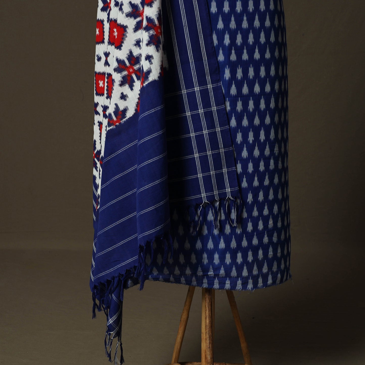 Handloom Mercerised Cotton Pochampally Ikat 2pc Unstitched Dress Material Kurta Set 33
