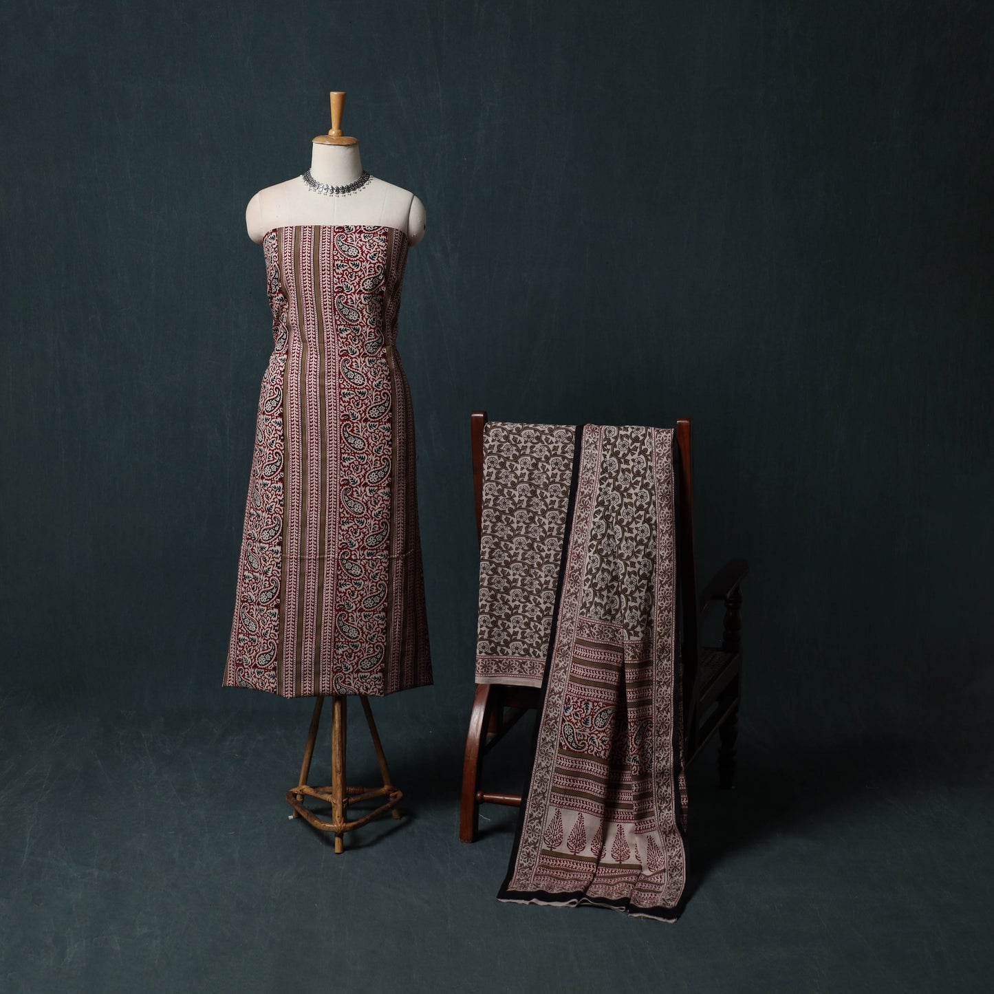 Bagh Hand Block Print Cotton 3pc Unstitched Dress Material Suit Set 32