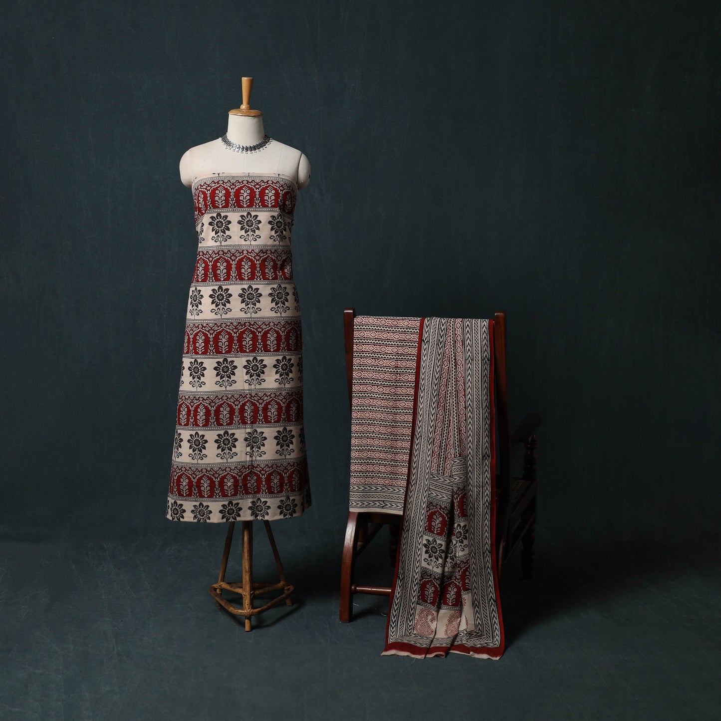 Bagh Hand Block Print Cotton 3pc Unstitched Dress Material Suit Set 34