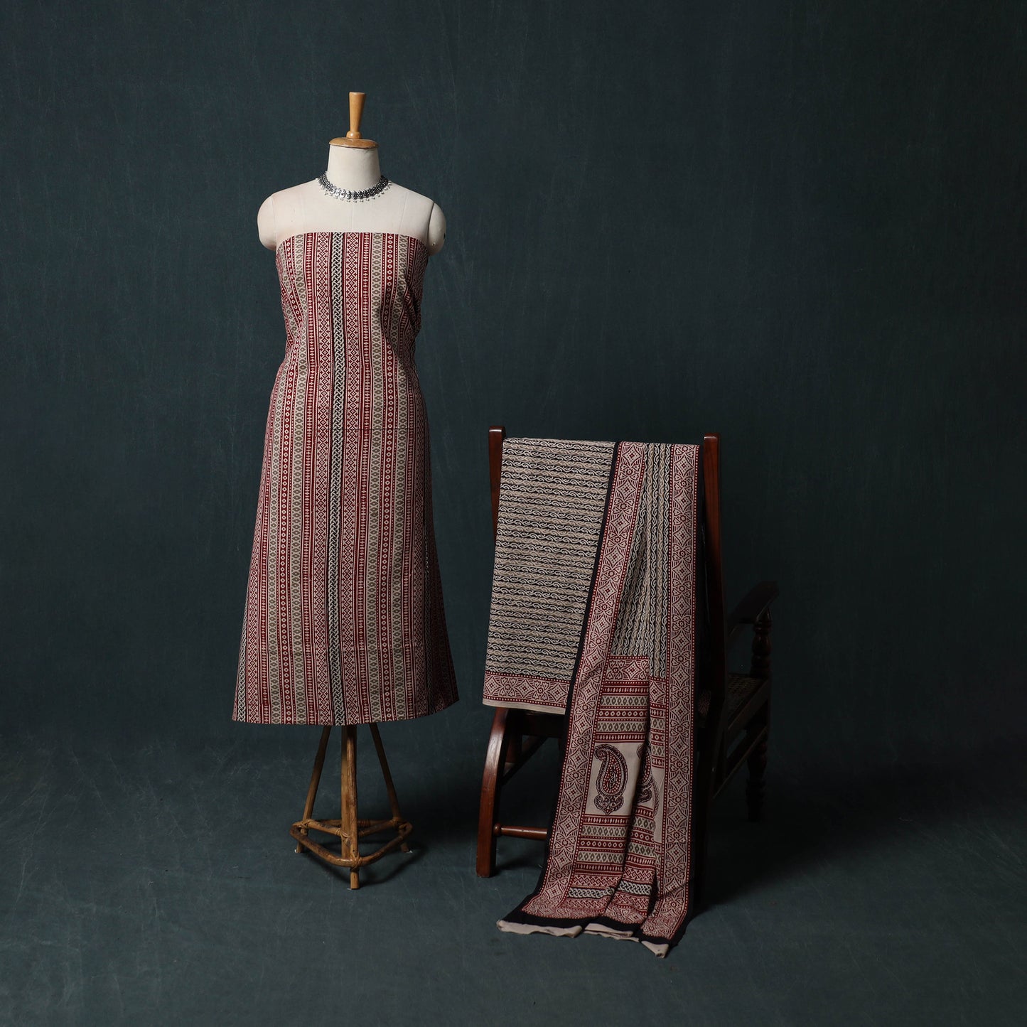Bagh Hand Block Print Cotton 3pc Unstitched Dress Material Suit Set 37
