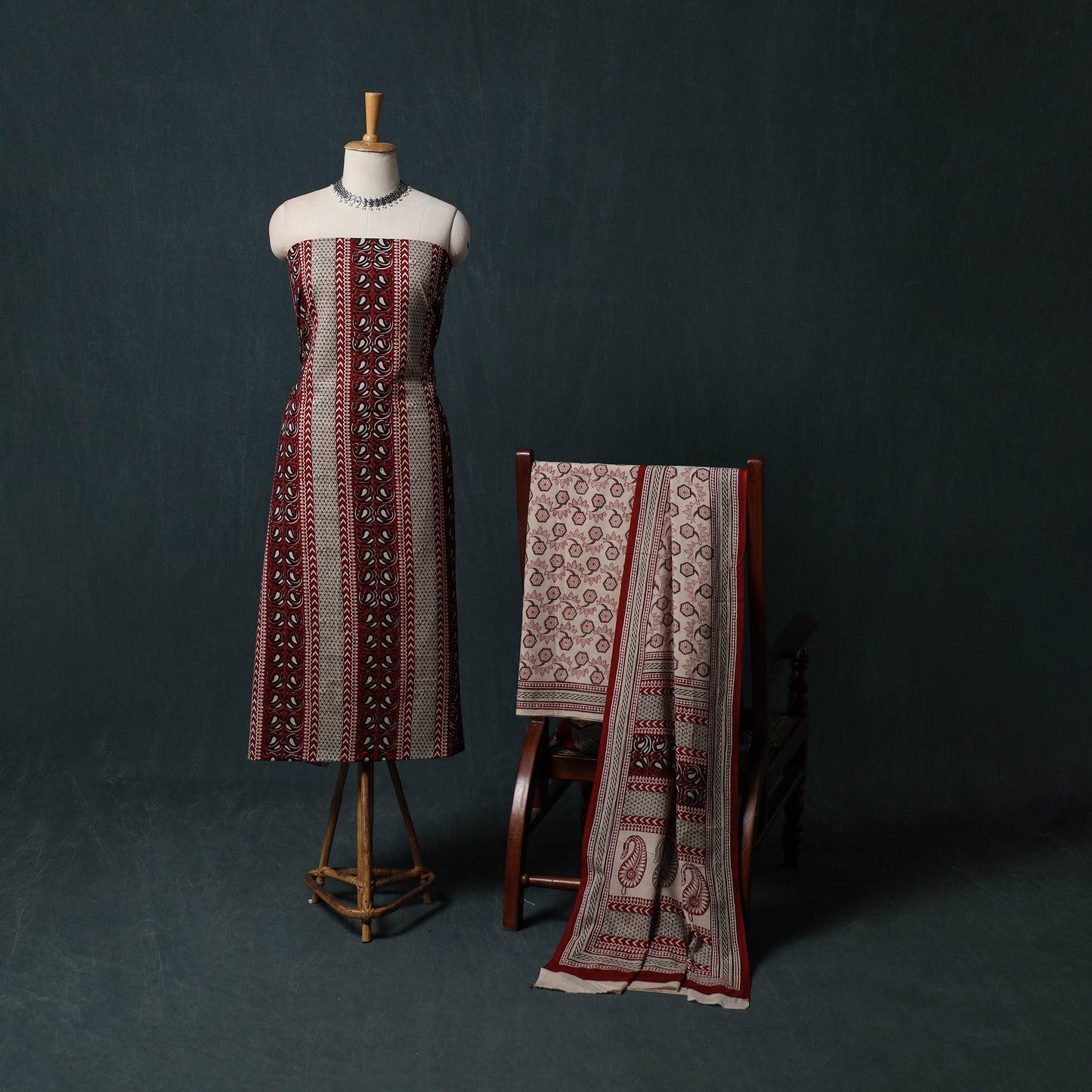 Bagh Hand Block Print Cotton 3pc Unstitched Dress Material Suit Set 40