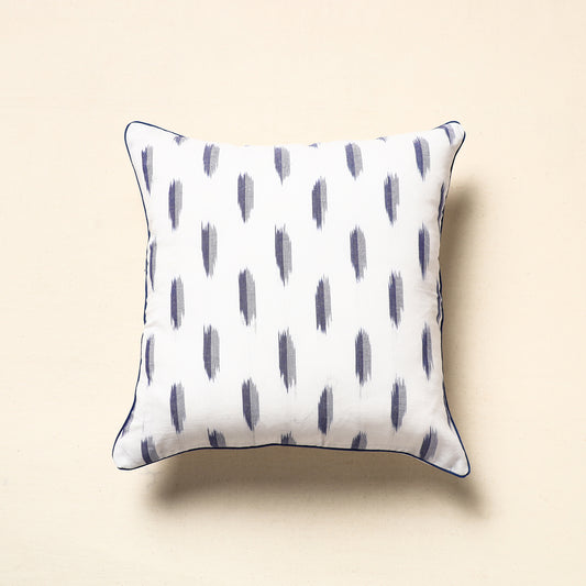 White - Pochampally Ikat Cotton Cushion Cover (16 x 16 in)