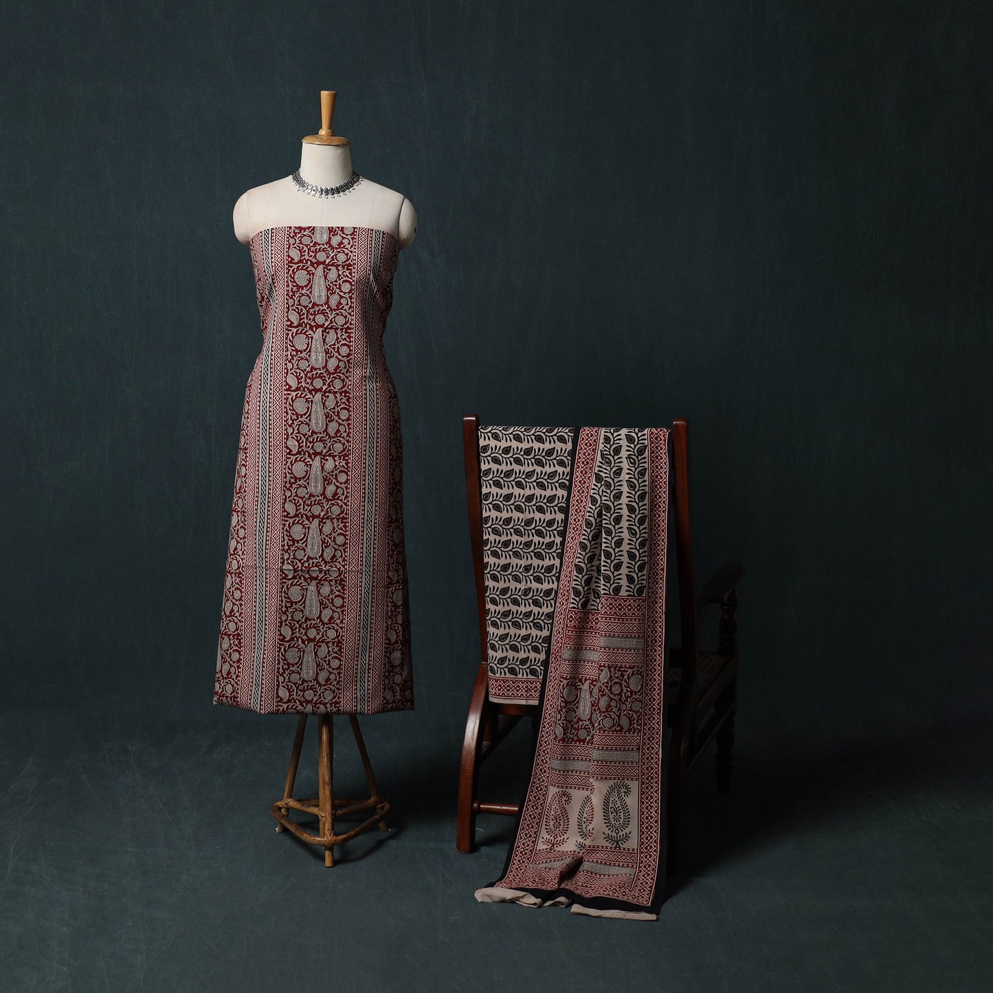 Bagh Hand Block Print Cotton 3pc Unstitched Dress Material Suit Set 43