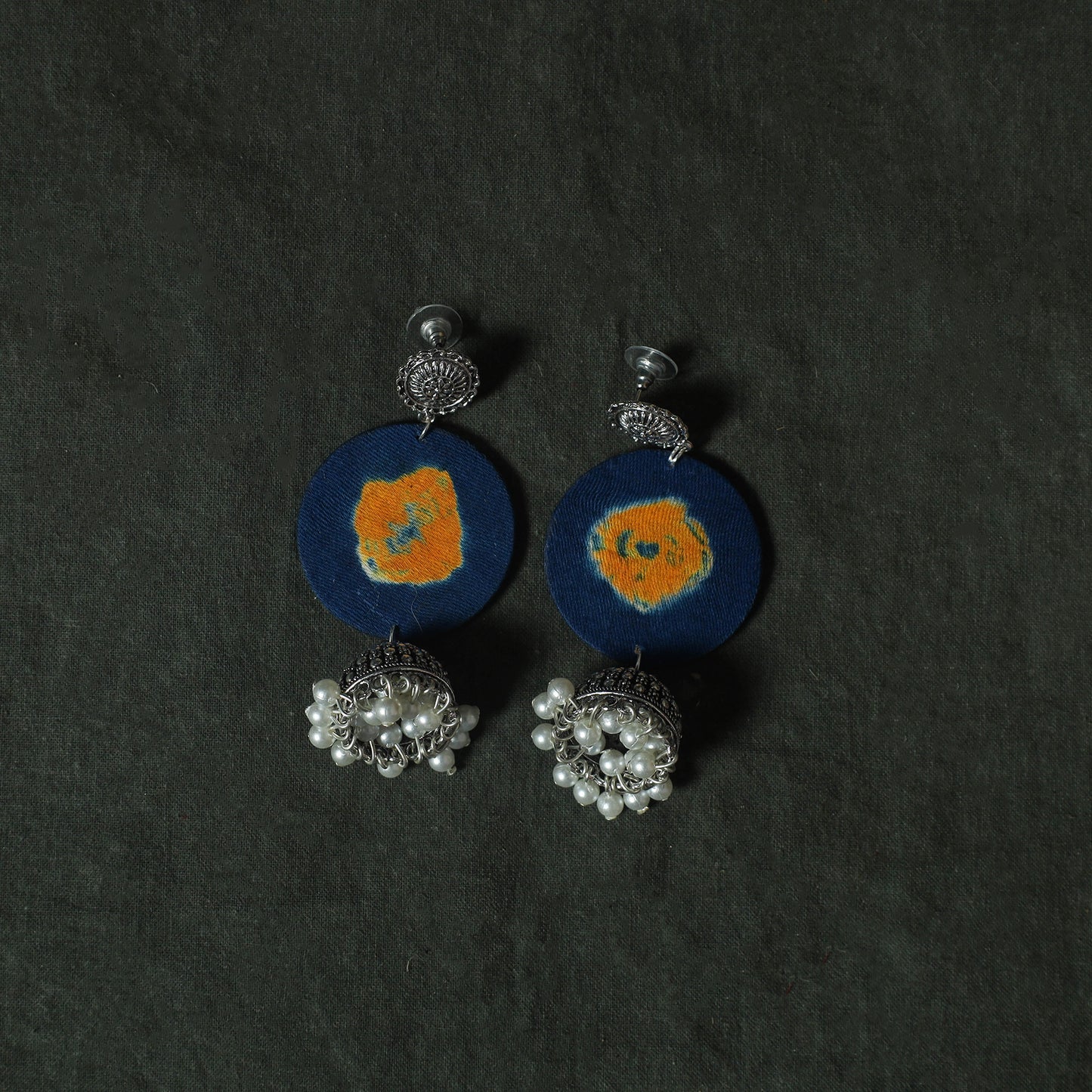 Blue - Kutch Bandhani Tie-Dye Cotton 2pc Unstitched Dress Material Kurta Set with Earrings 23