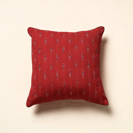 Red - Pochampally Ikat Cotton Cushion Cover (16 x 16 in)