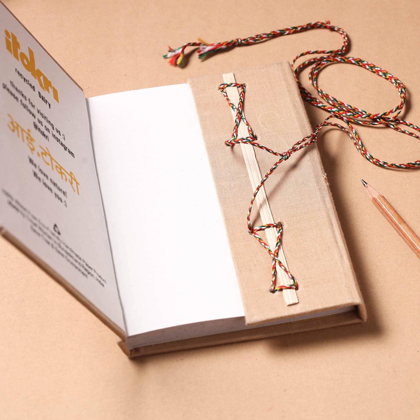 Fabric Cover Handmade Paper Notebook with Thread Lock