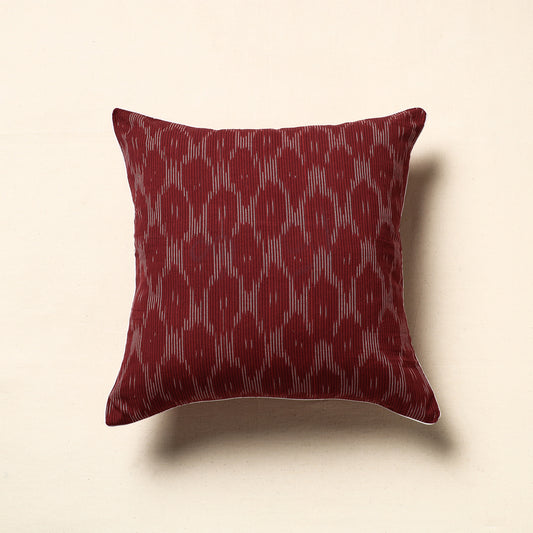 Maroon - Pochampally Ikat Cotton Cushion Cover (16 x 16 in)
