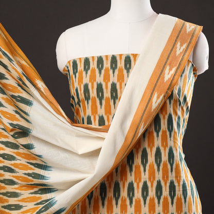 Multicolor - 3pc Pochampally Ikat Weave Handloom Cotton Suit Material Set 03