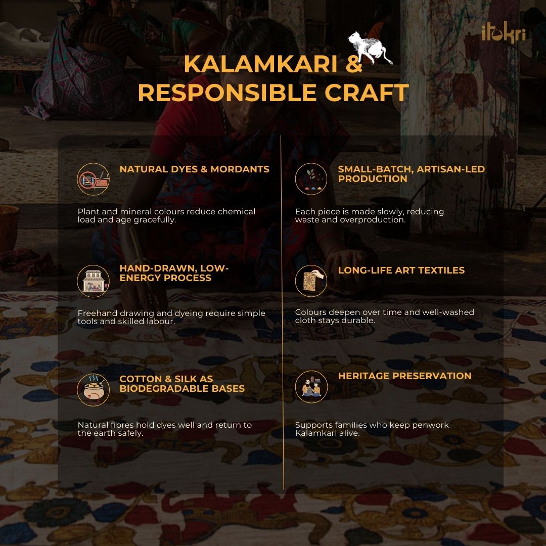 Red - Handpainted Kalamkari Natural Dyed Ghicha Silk Sling Bag