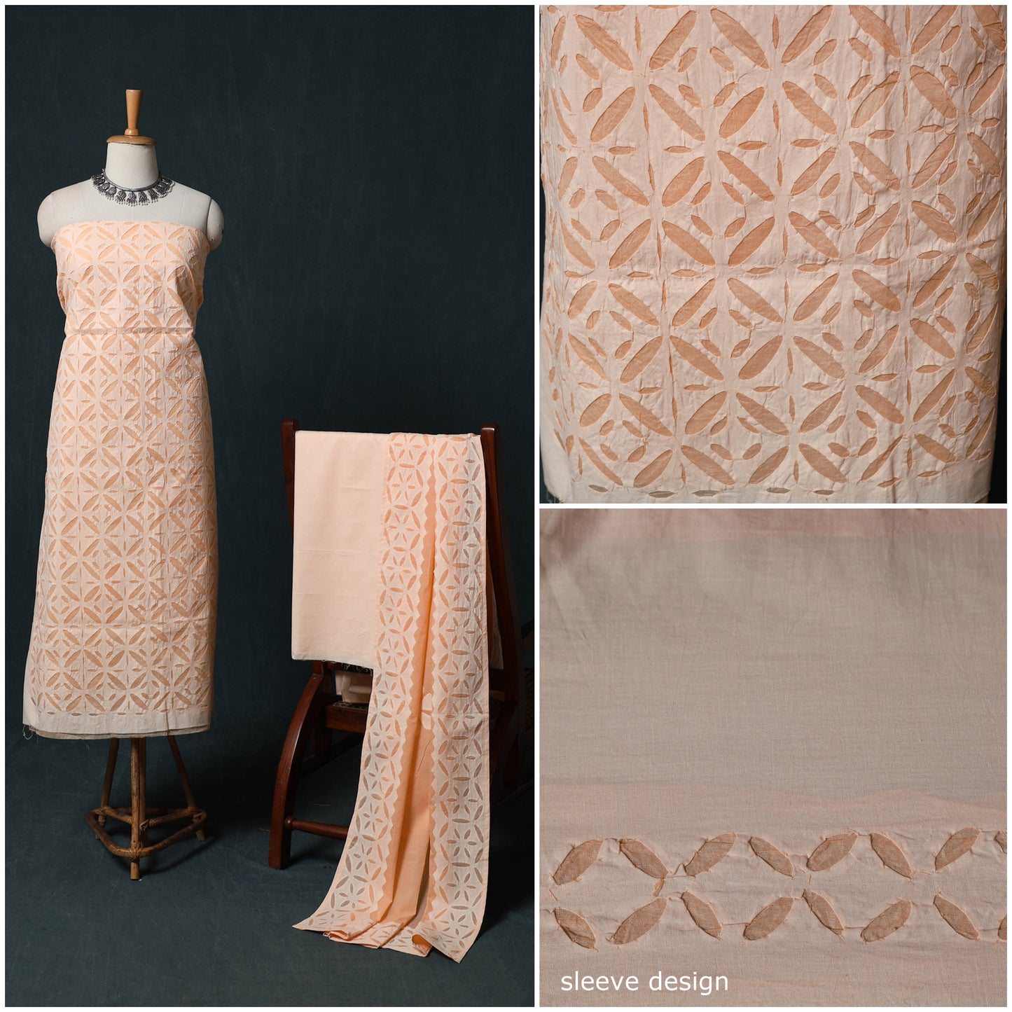 Barmer Applique Cutwork Cotton 3pc Unstitched Dress Material Suit Set 03