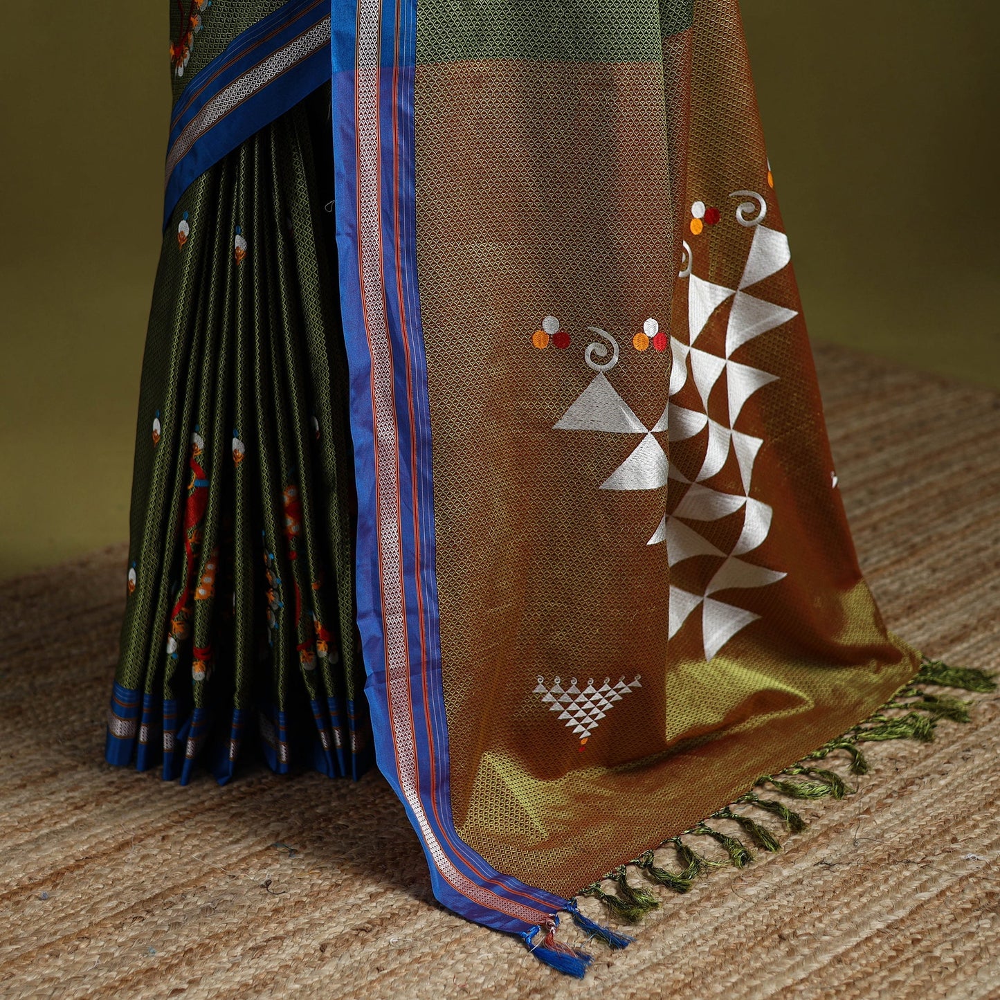 Nath work silk cotton khun saree 10 - handcrafted