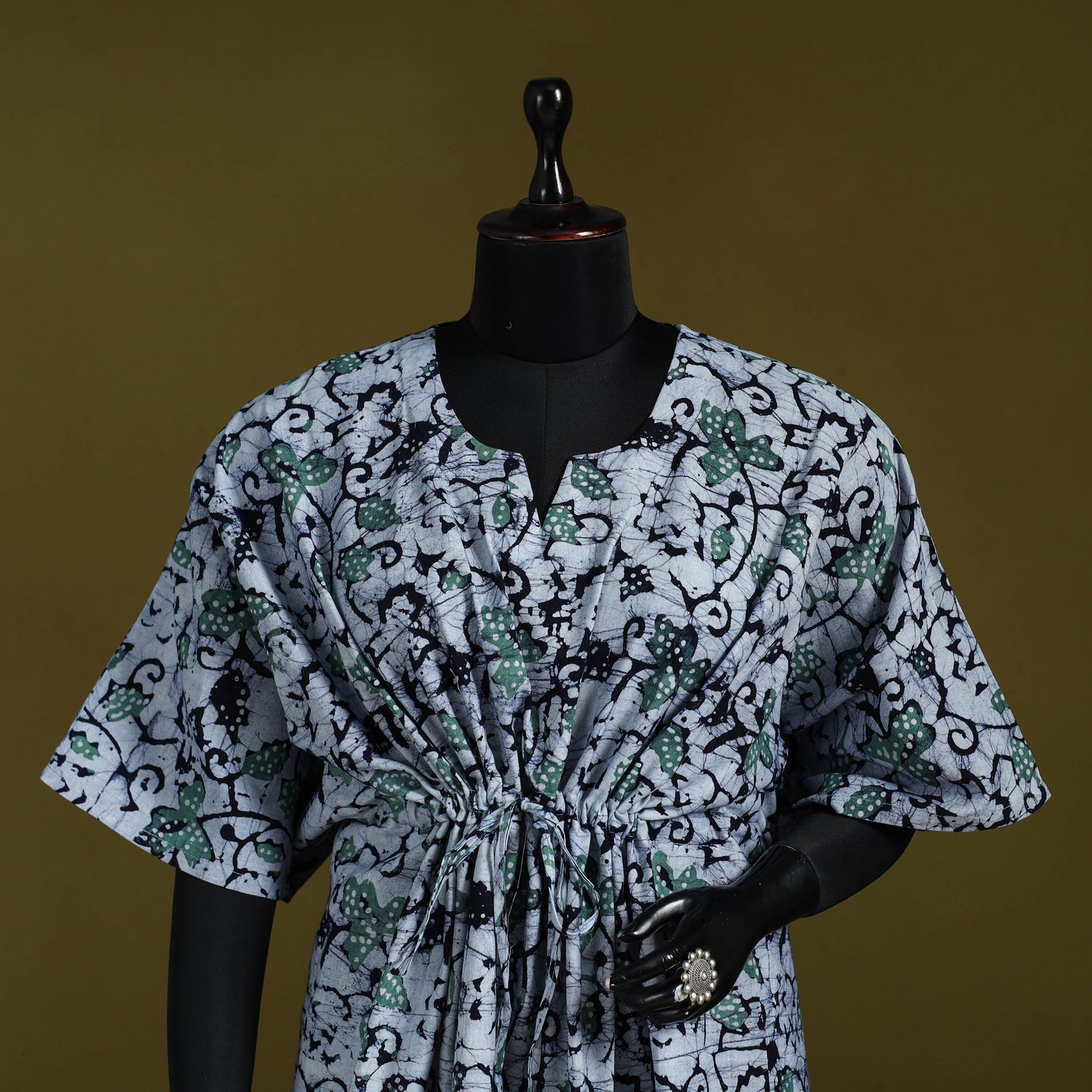 Hand batik cotton short kaftan 38 - handcrafted