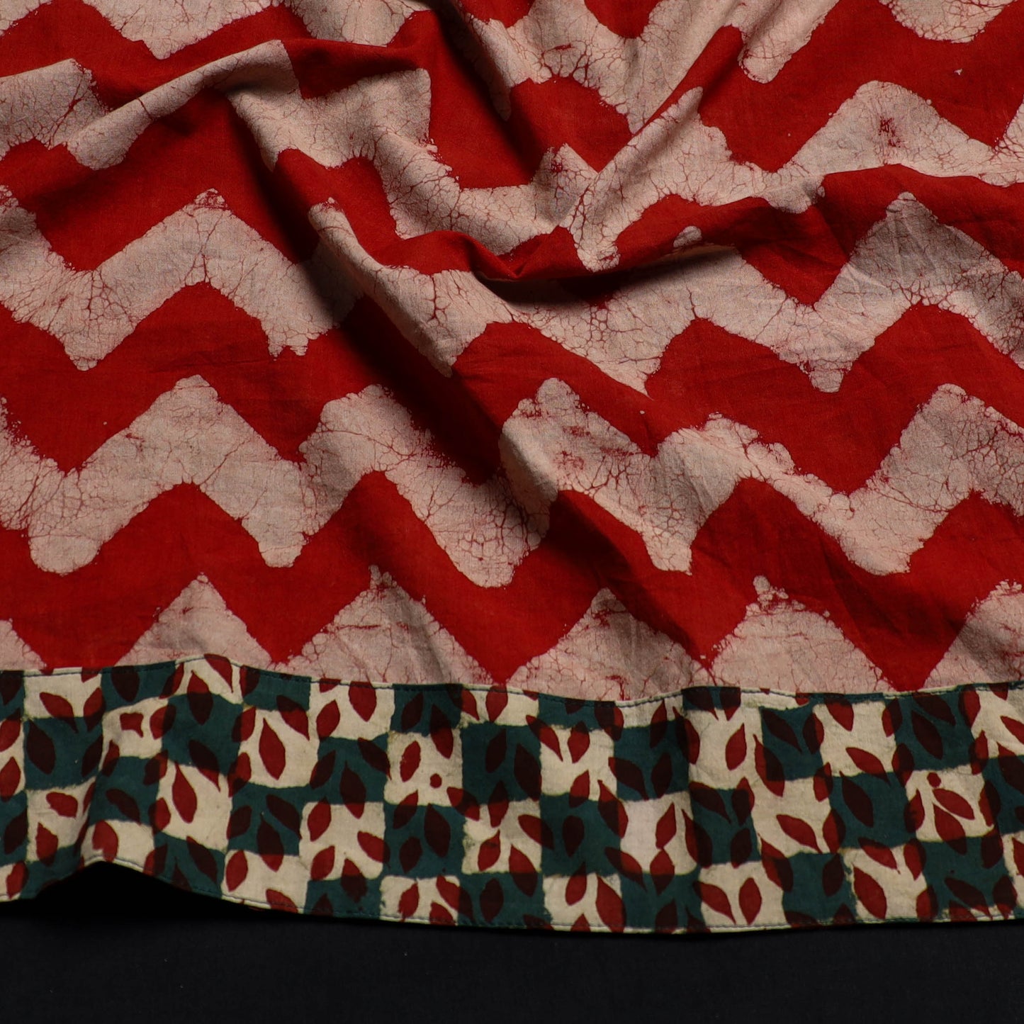 Red - cotton pipad blouse piece 64 - handcrafted