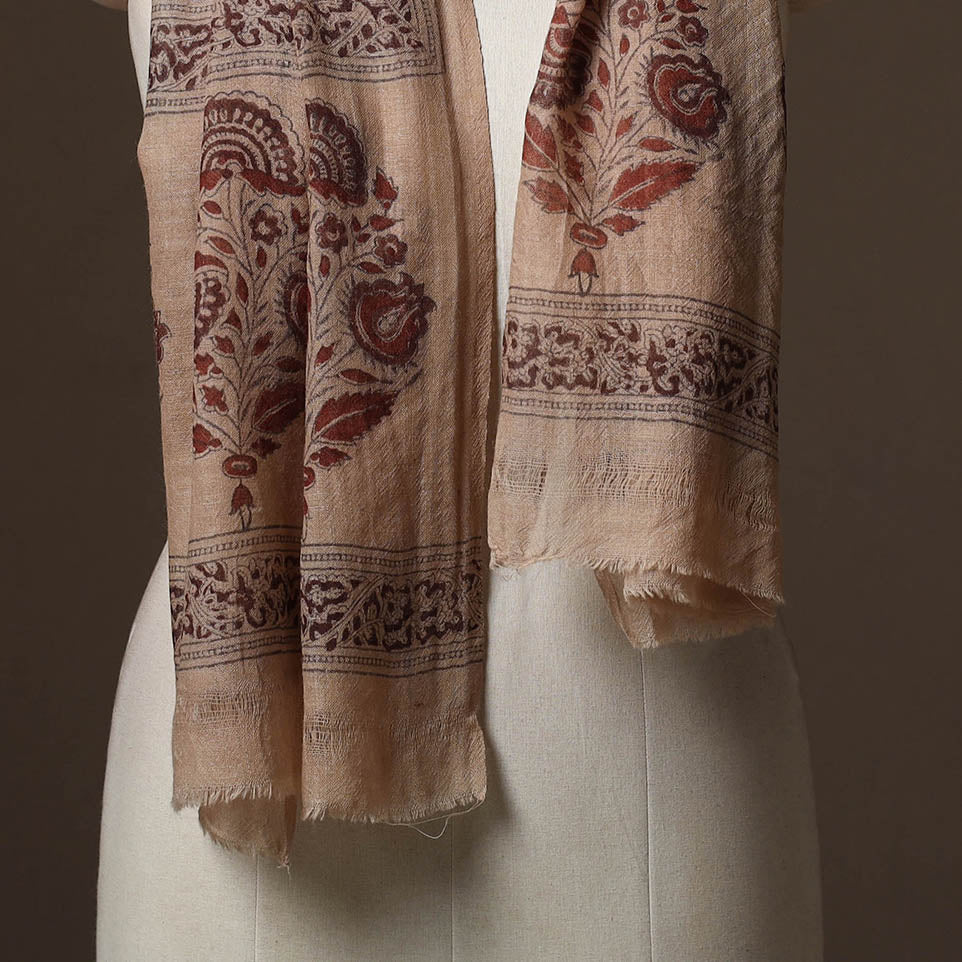 Pedana natural dyed hand wool kalamkari stole 01