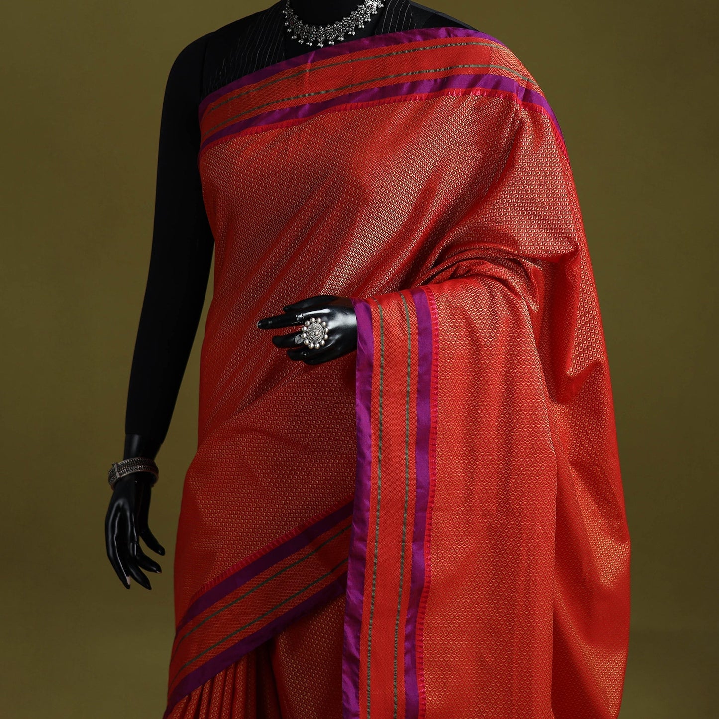 Silk cotton khun saree with ilkal pallu chikki paras border