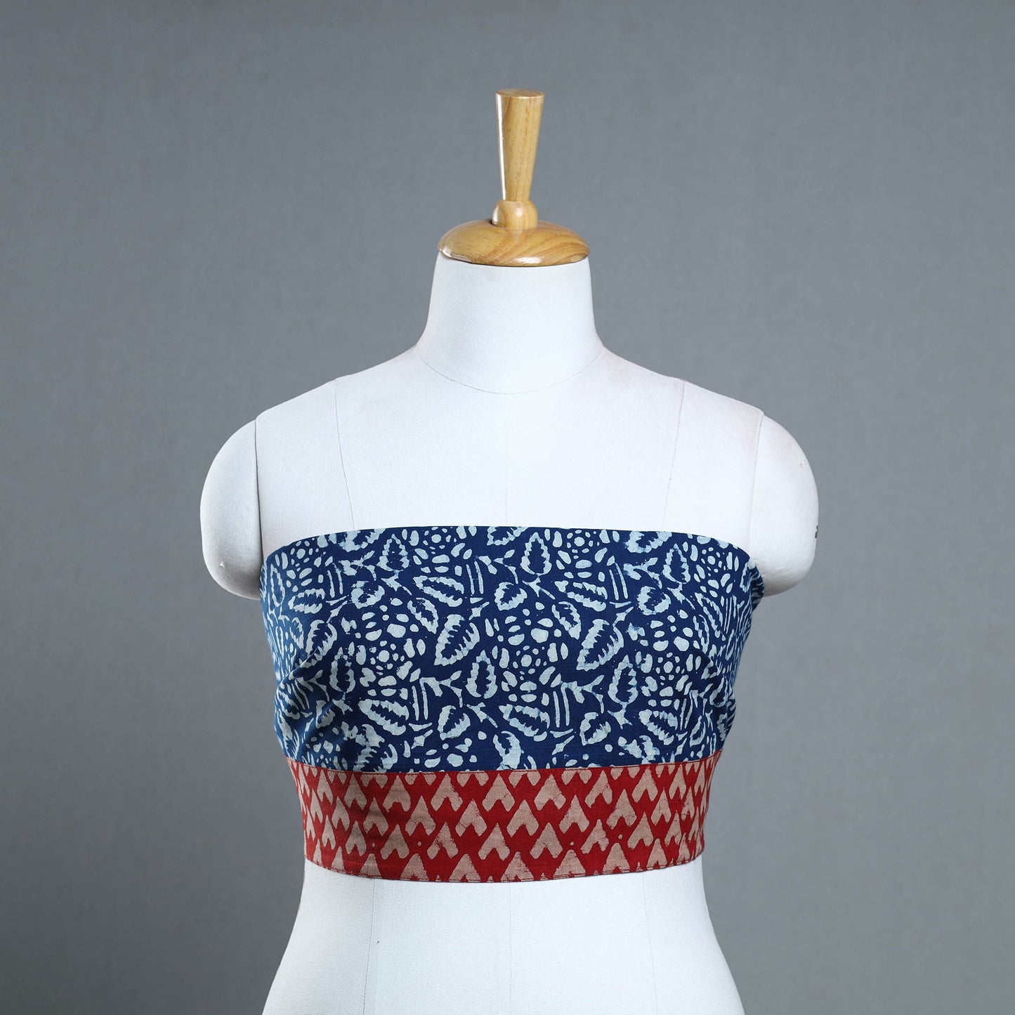 Blue - cotton pipad blouse piece 173 - handcrafted
