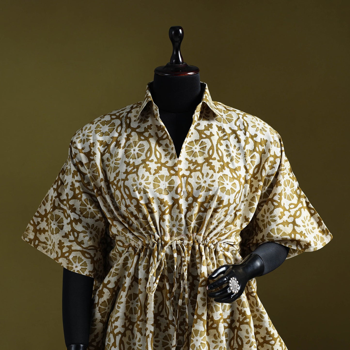 Hand batik cotton short kaftan 23 - handcrafted