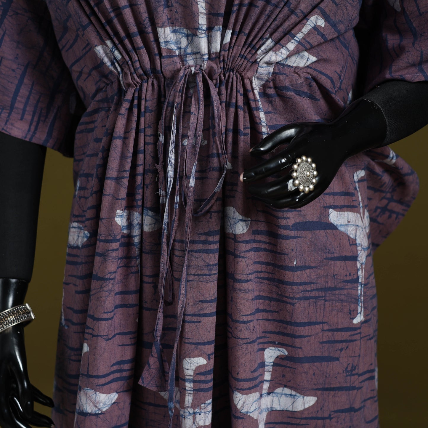 Hand batik cotton long kaftan 01 - handcrafted