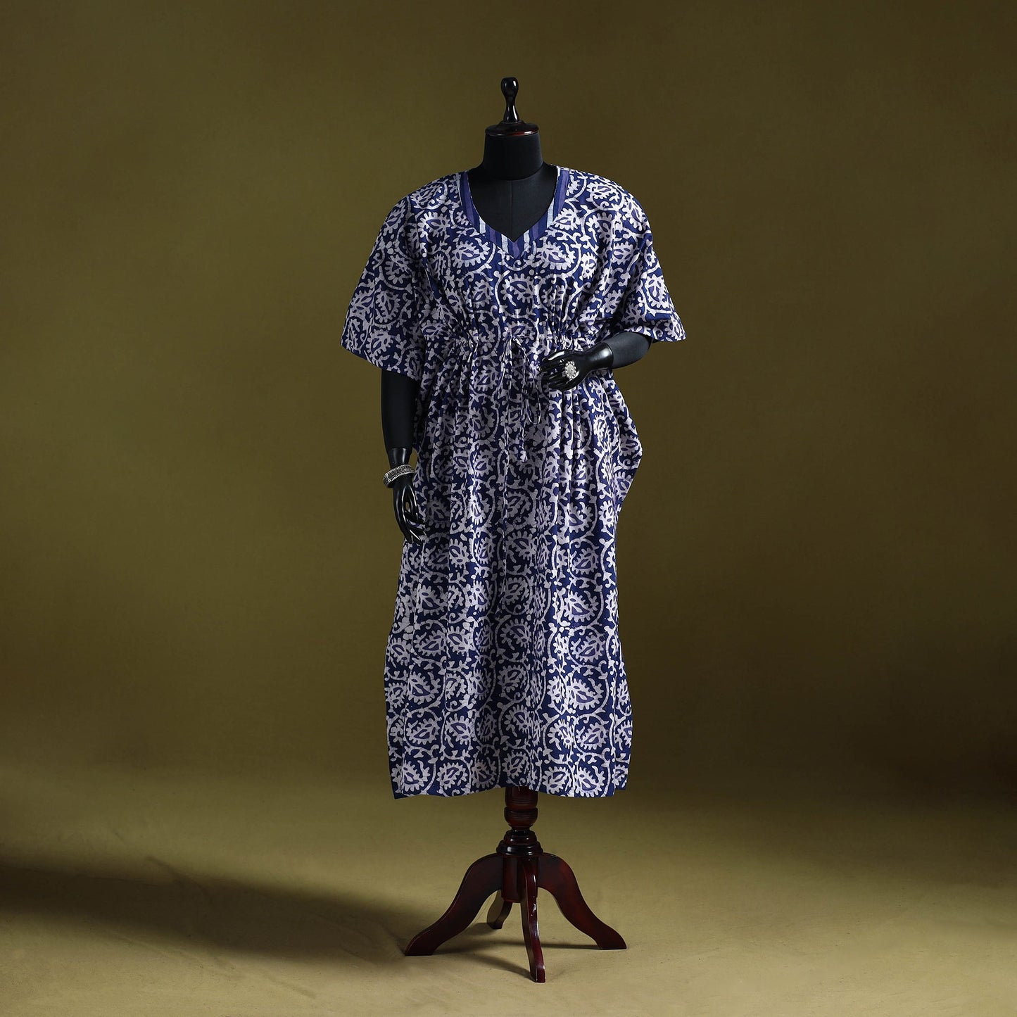 Hand batik cotton long kaftan 06 - handcrafted