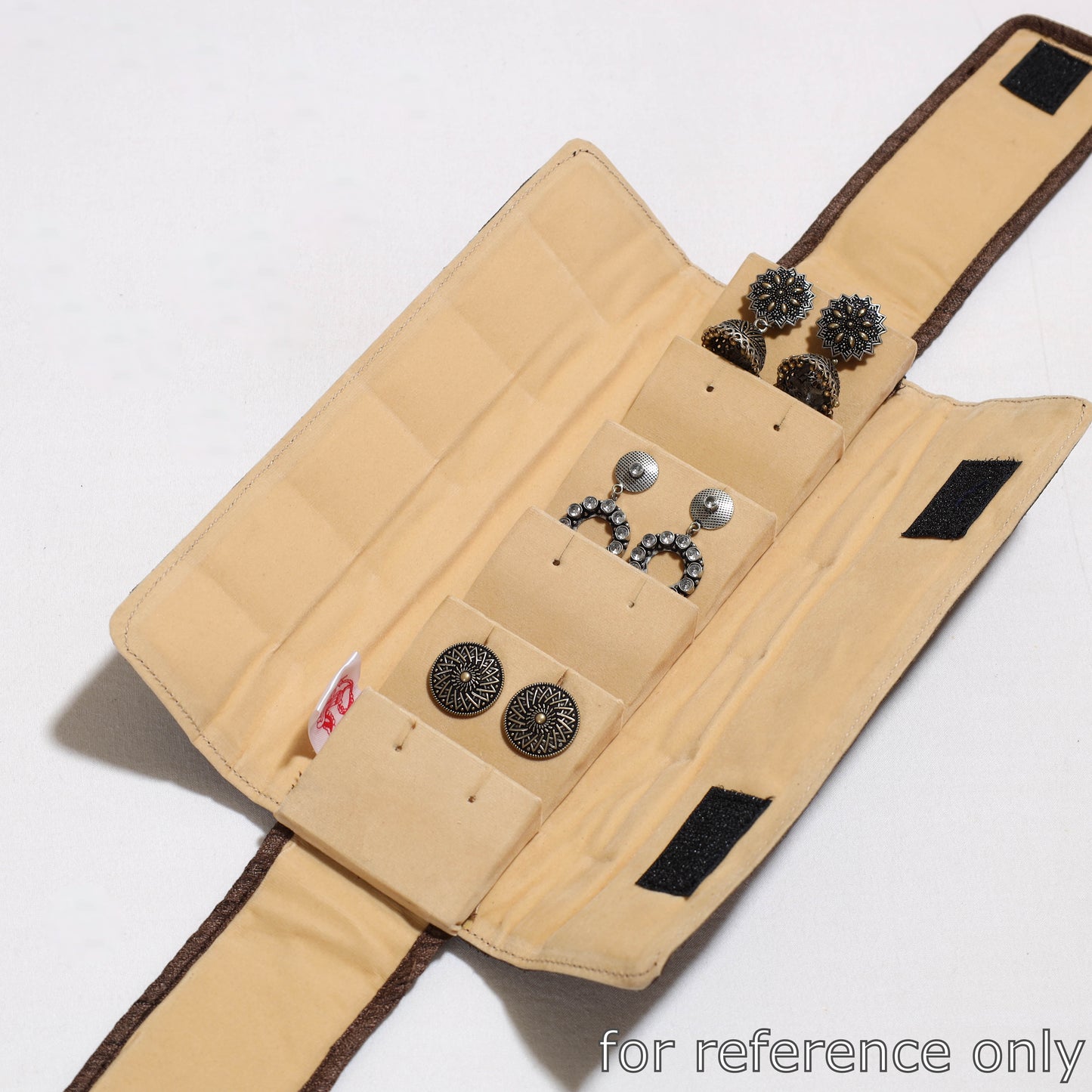 Red Handpainted Kalamkari Natural Dyed Ghicha Silk Earrings Pouch 23