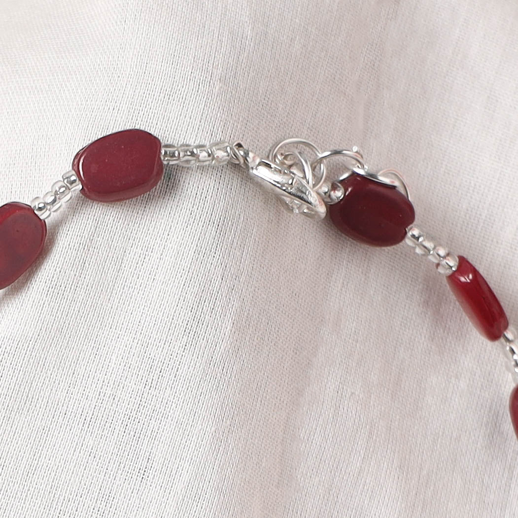 Red - Handcrafted Stone Work Anklet 08
