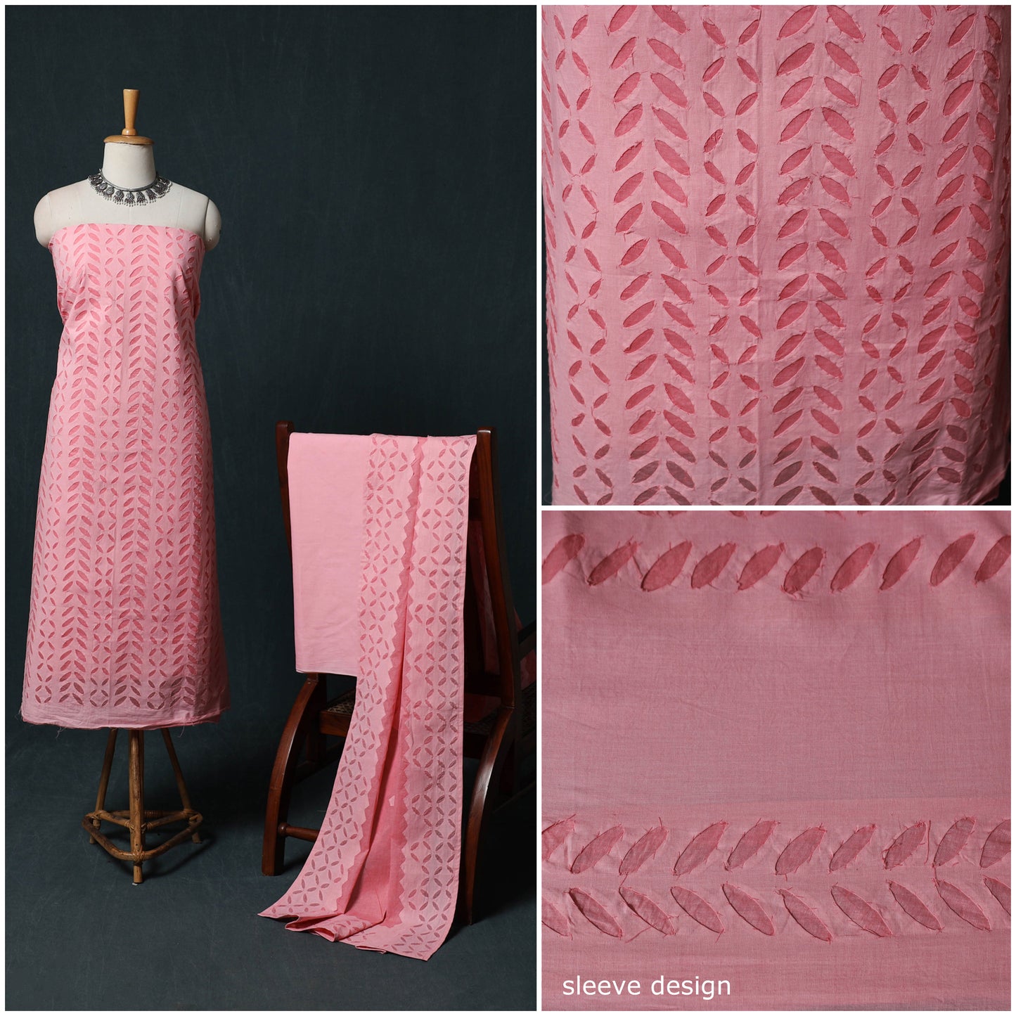 Barmer Applique Cutwork Cotton 3pc Unstitched Dress Material Suit Set 04