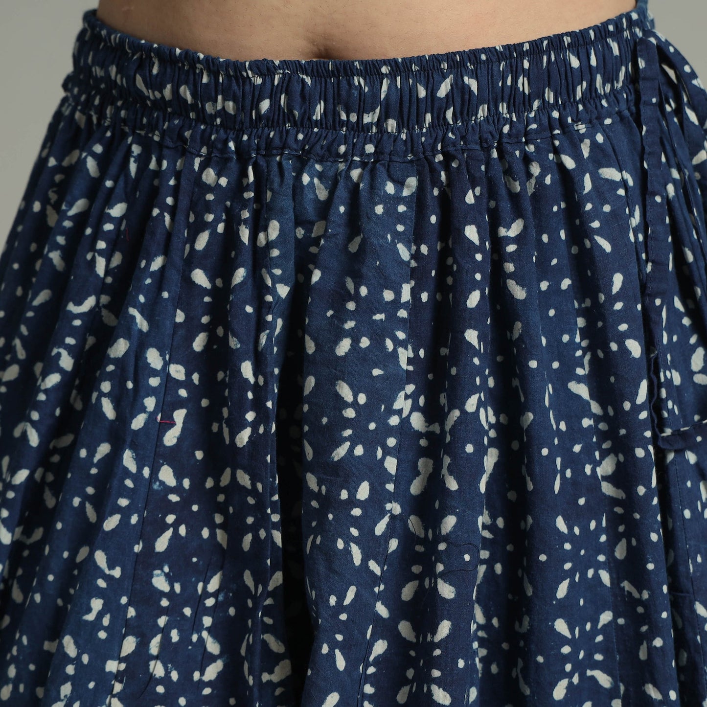 Indigo Block Printed 24 Kali Patchwork Cotton Long Skirt 03